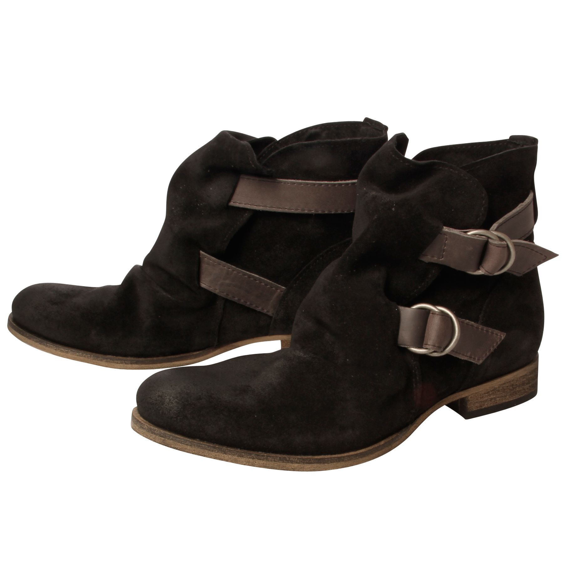 KG by Kurt Geiger Sandbanks Suede Ruched Ankle Boots, Black at John Lewis