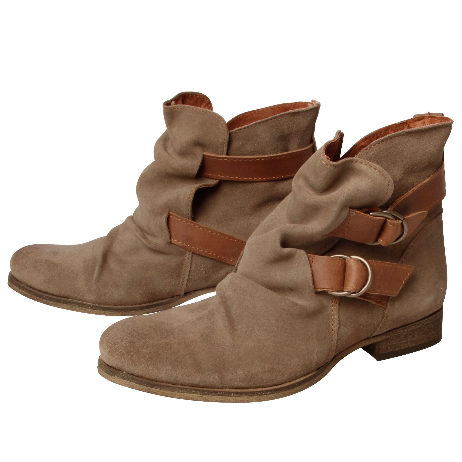 KG by Kurt Geiger Sandbanks Suede Ruched Ankle Boots, Beige at John Lewis