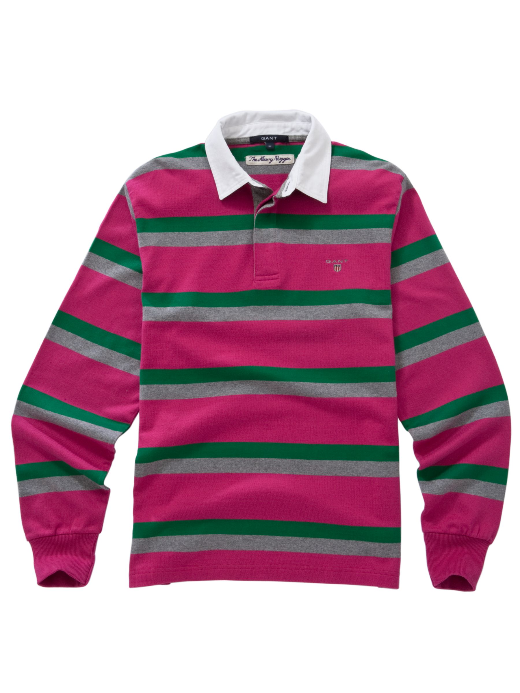 Gant Georgetown Dual Stripe Rugby Shirt, Fuchsia