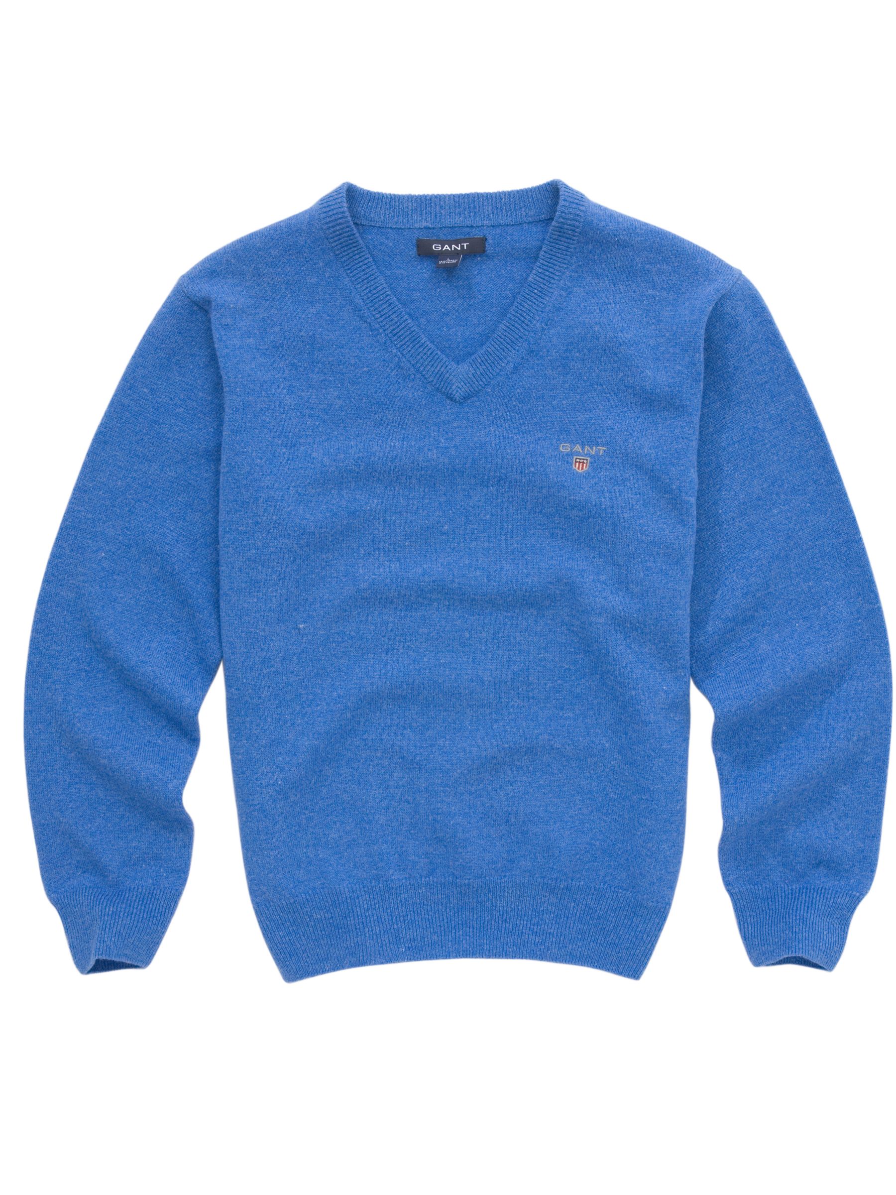 Gant V Neck Lambswool Jumper Blue