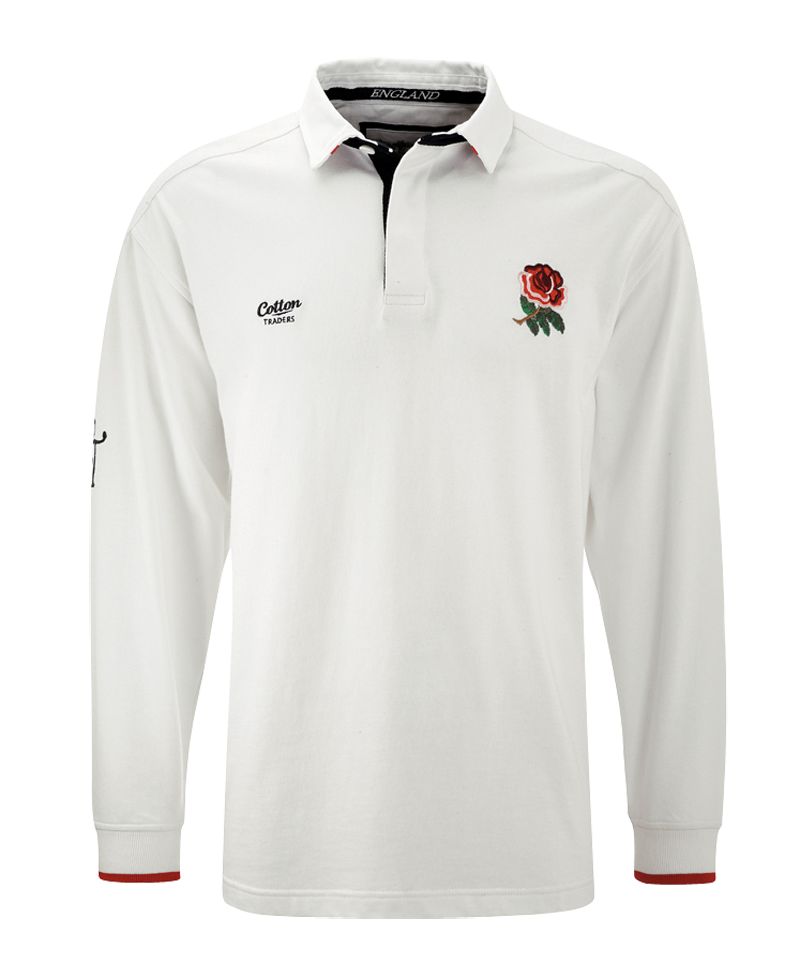 Cotton Traders England Long Sleeve Rugby Shirt,