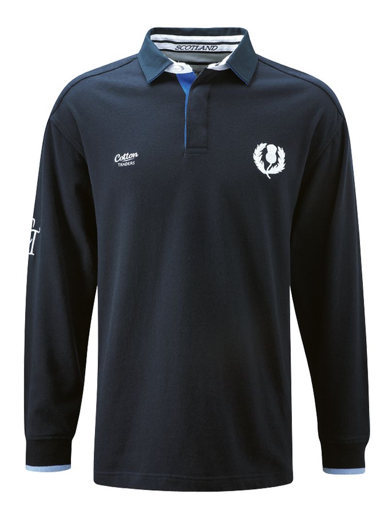 Cotton Traders Scotland Long Sleeve Rugby Shirt,