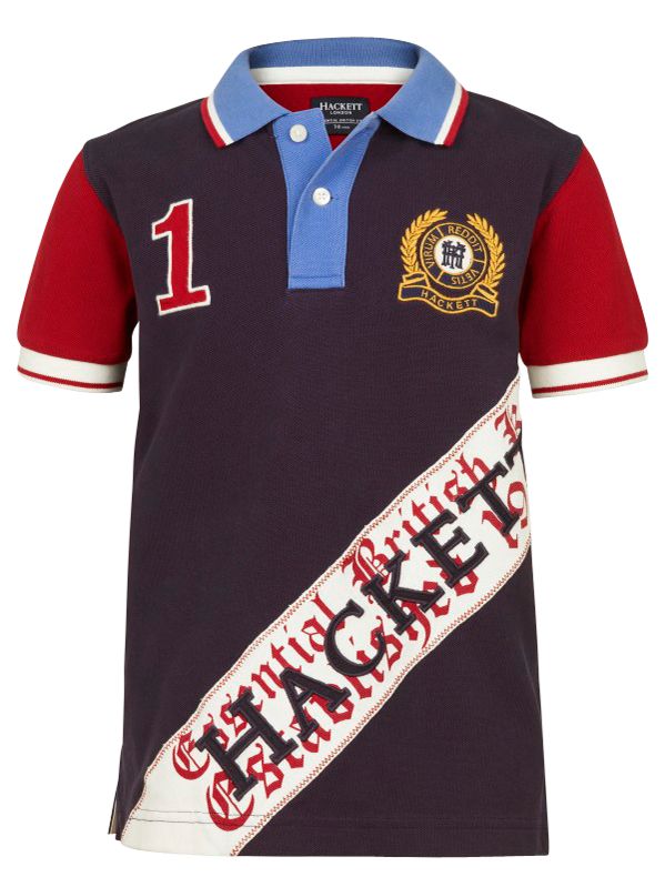 Hackett London Short Sleeve Sash Polo Shirt Navy