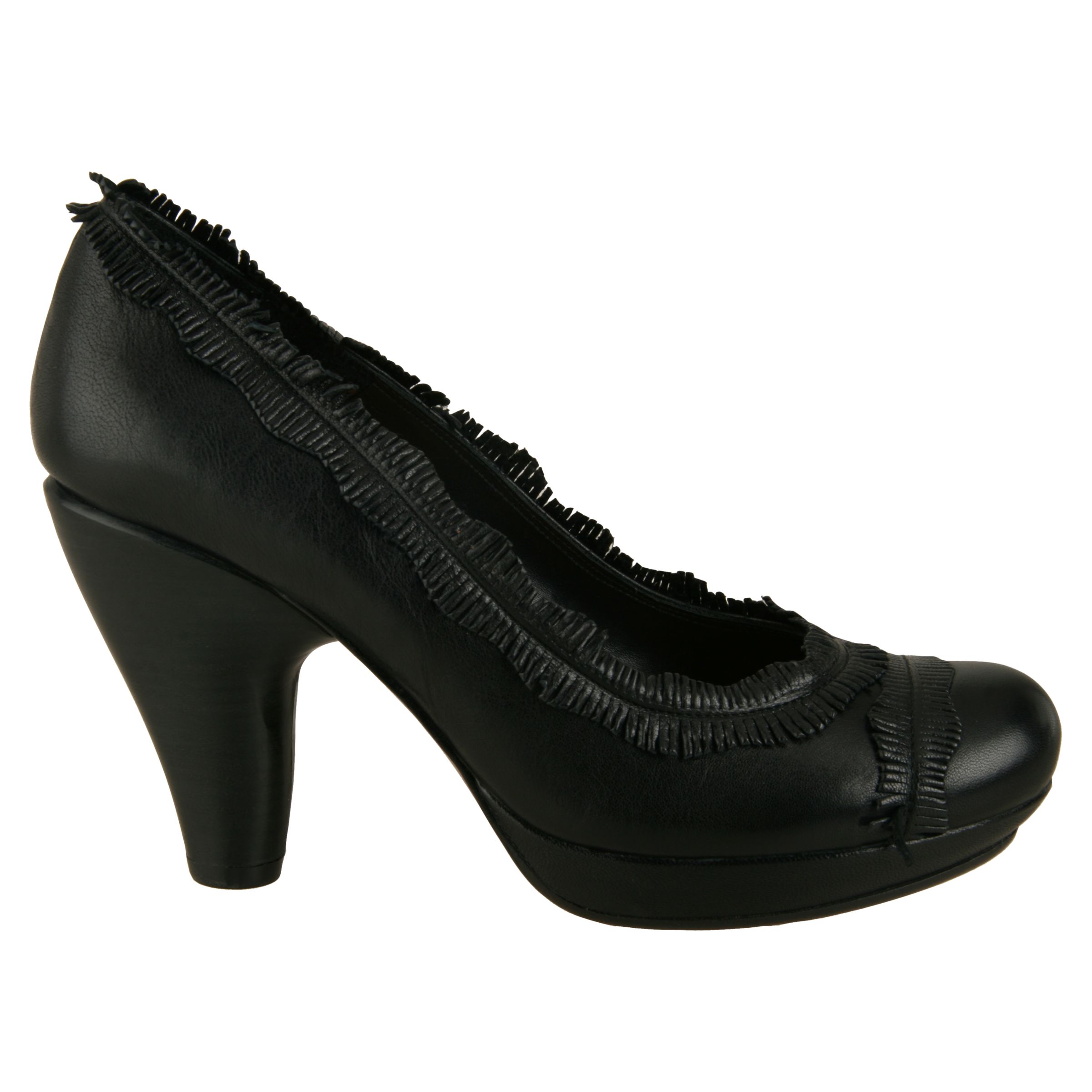 Chie Mihara Apanyo Trim Fringed Platform Court Shoes, Black at John Lewis