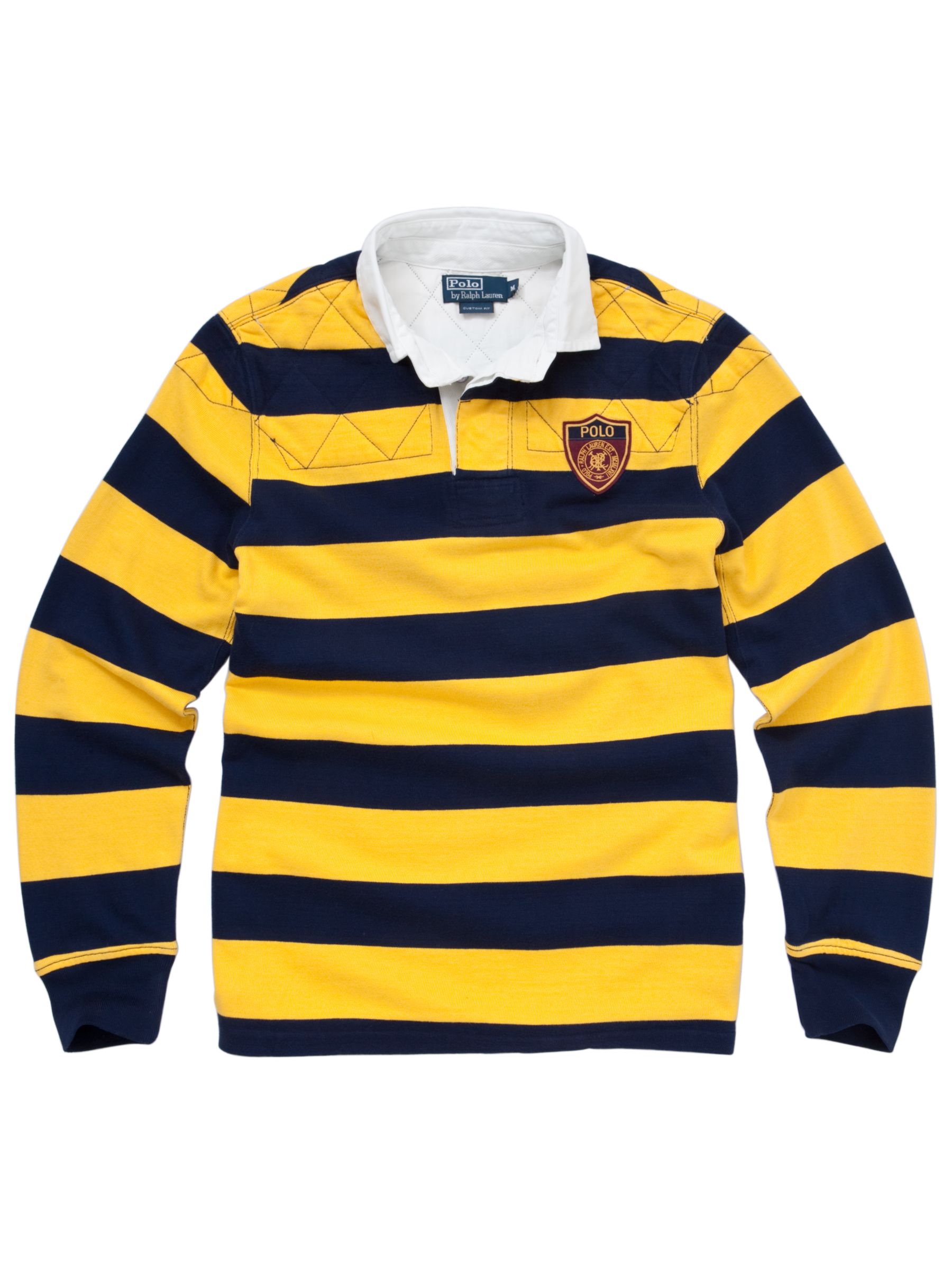 Polo Ralph Lauren Stripe Rugby Shirt, Yellow/Navy