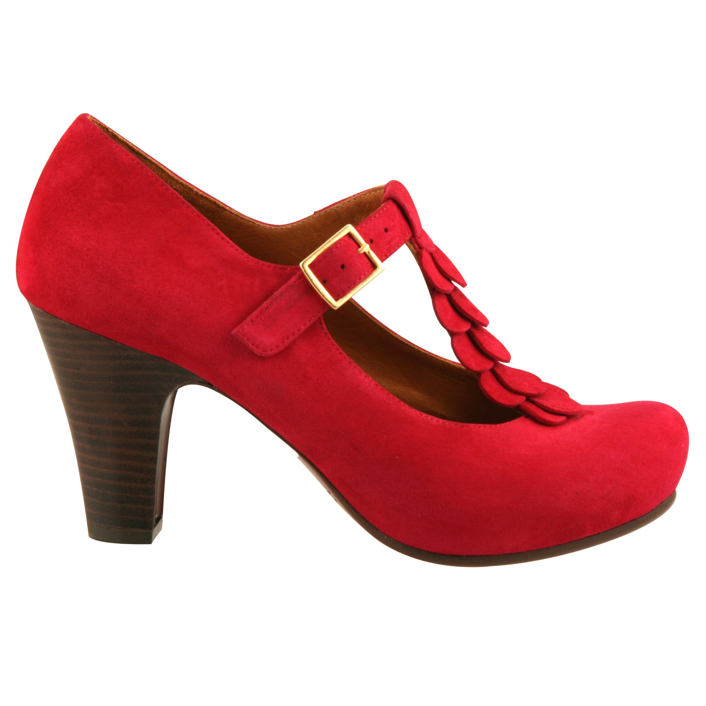 Chie Mihara Cora T-Bar Suede Court Shoes, Fuchsia at John Lewis