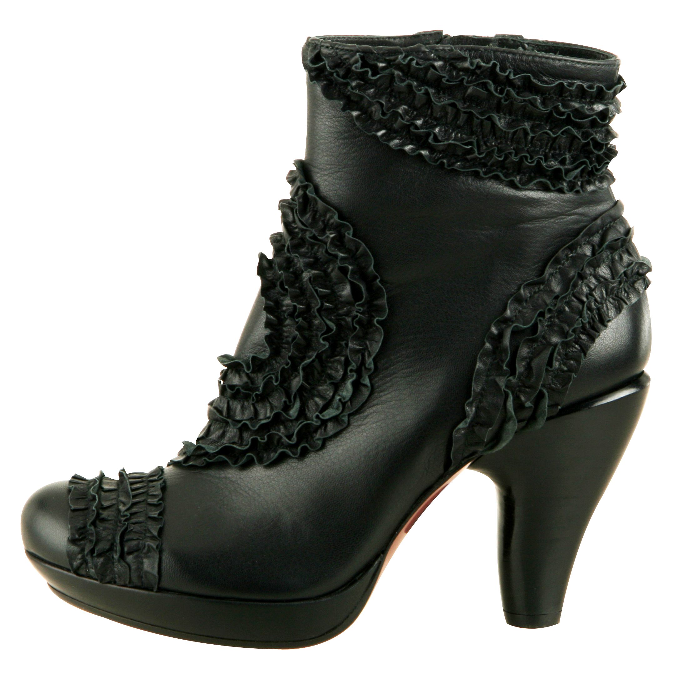 Chie Mihara Atenea Frilled Ankle Boots, Black at John Lewis