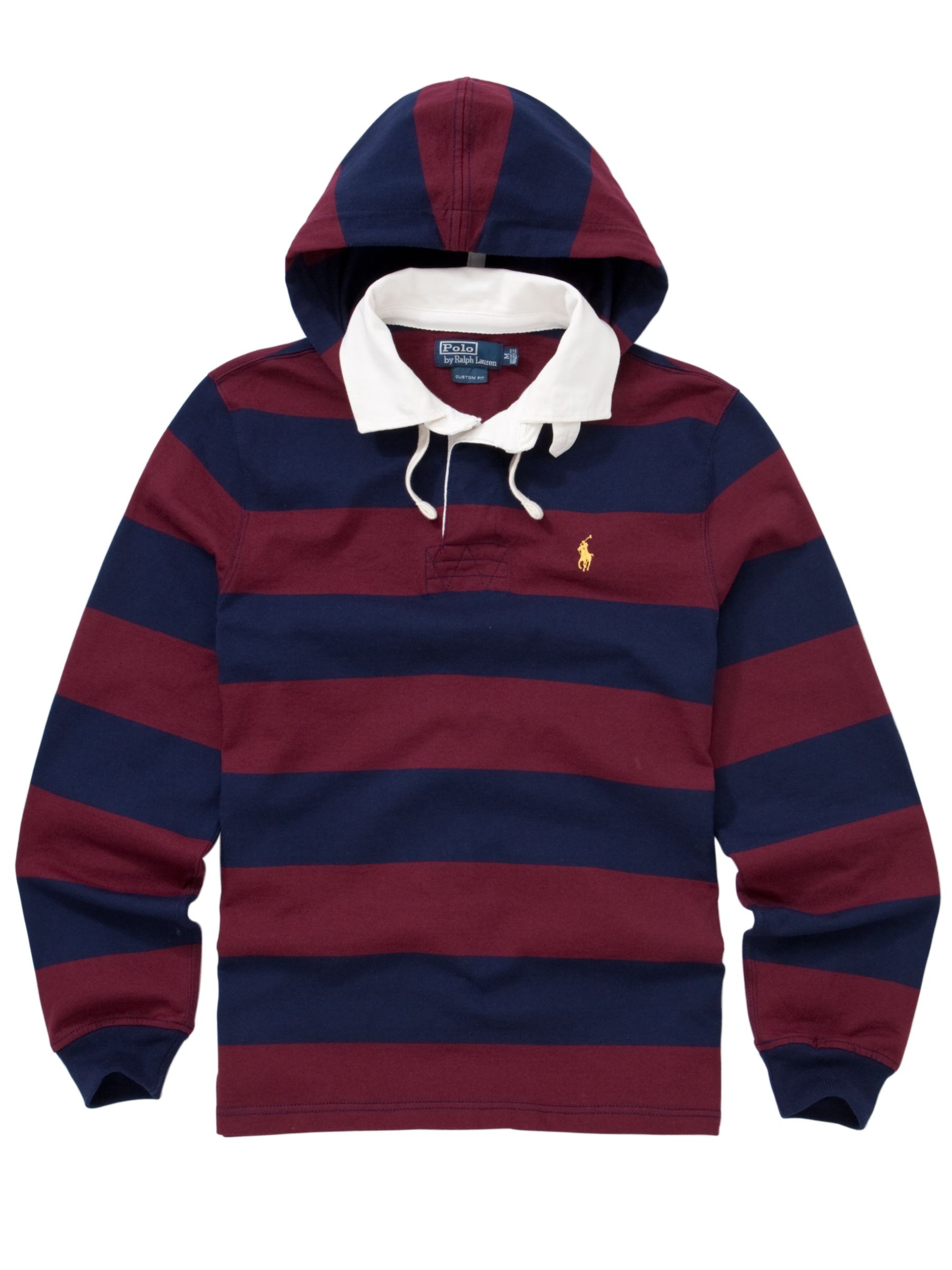 Rugby Shirt Hoodie, Navy/wine