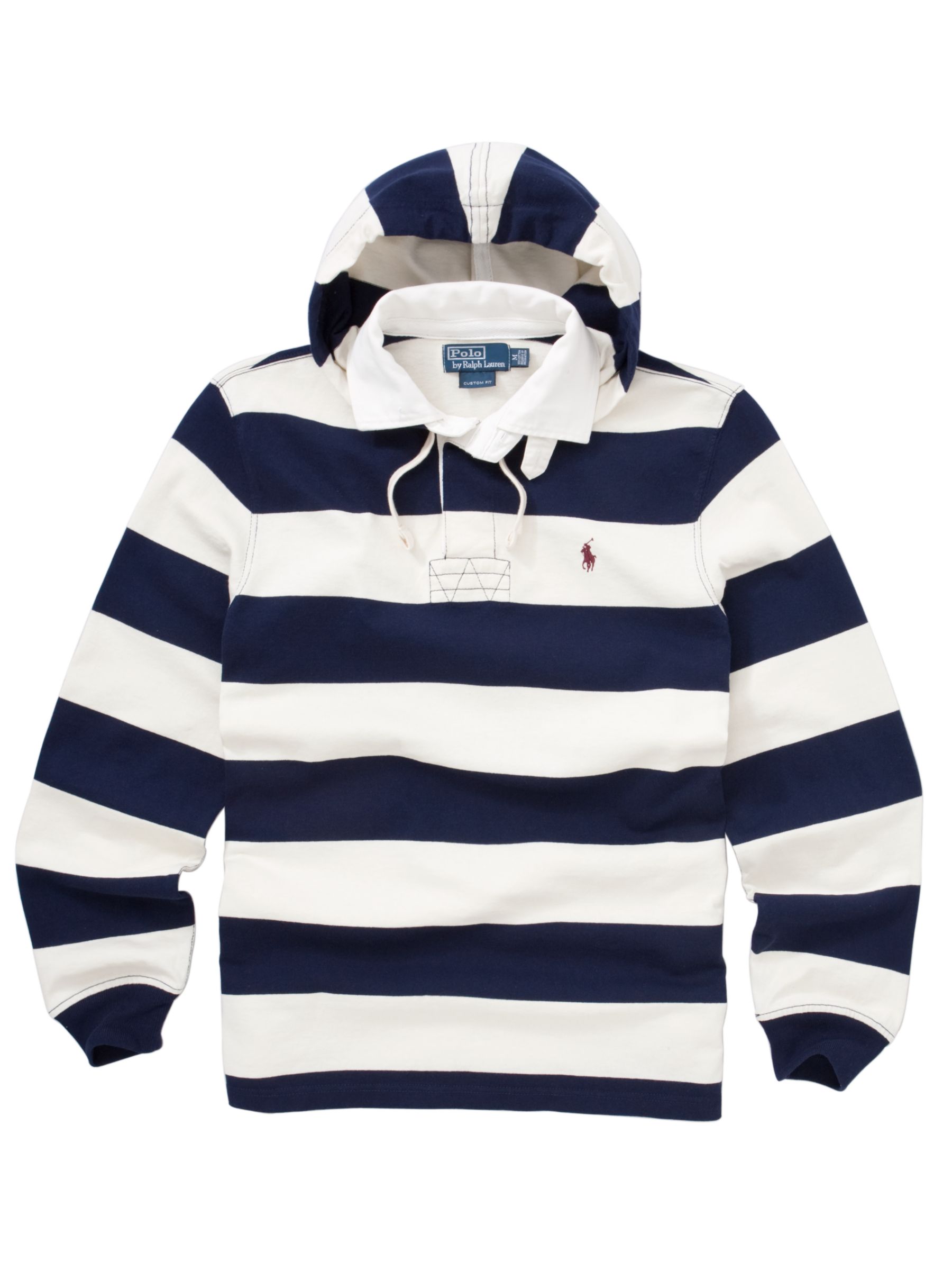 Rugby Shirt Hoodie, White/navy