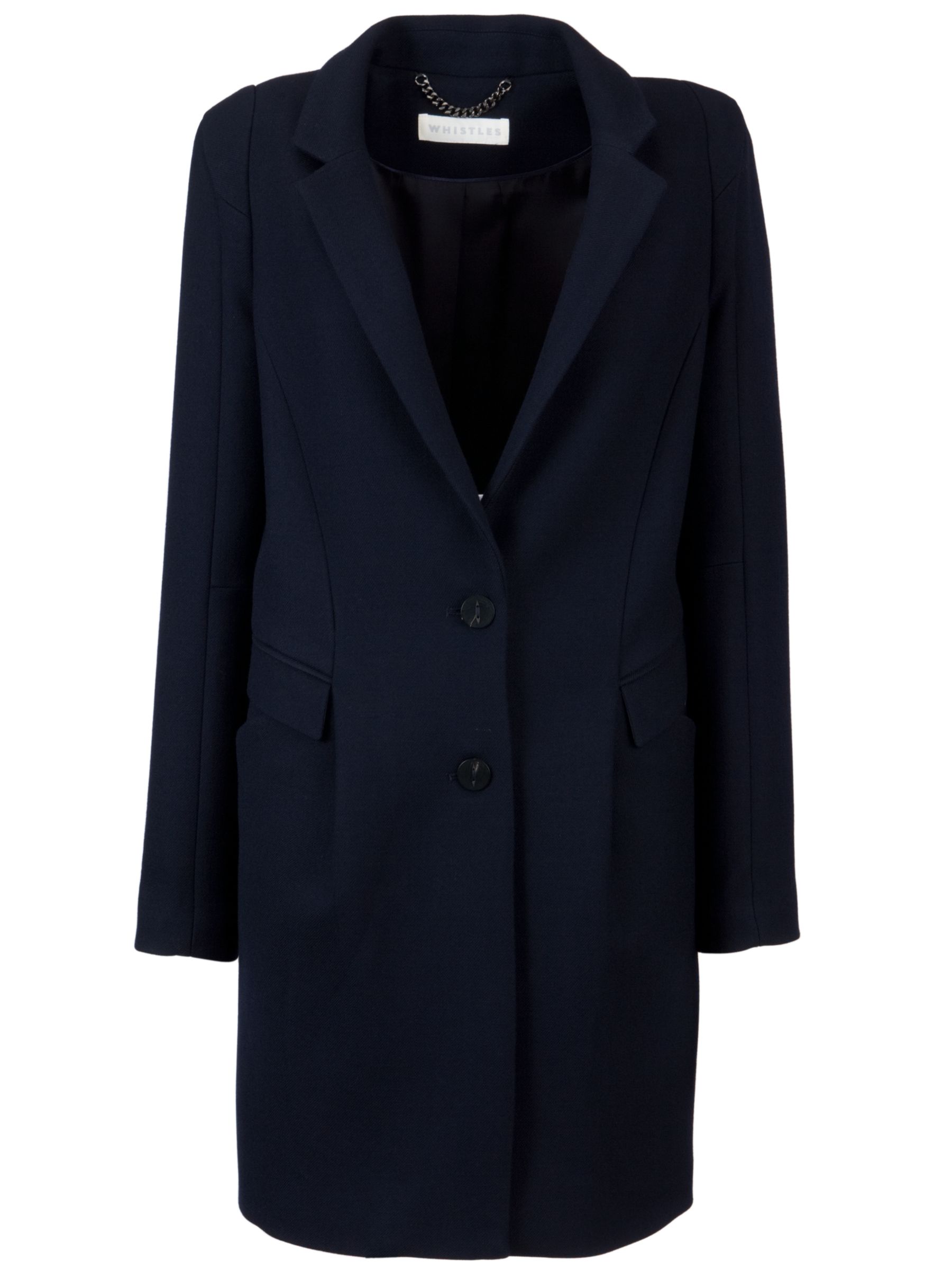 Whistles Celeste Wool Coat, Navy at JohnLewis