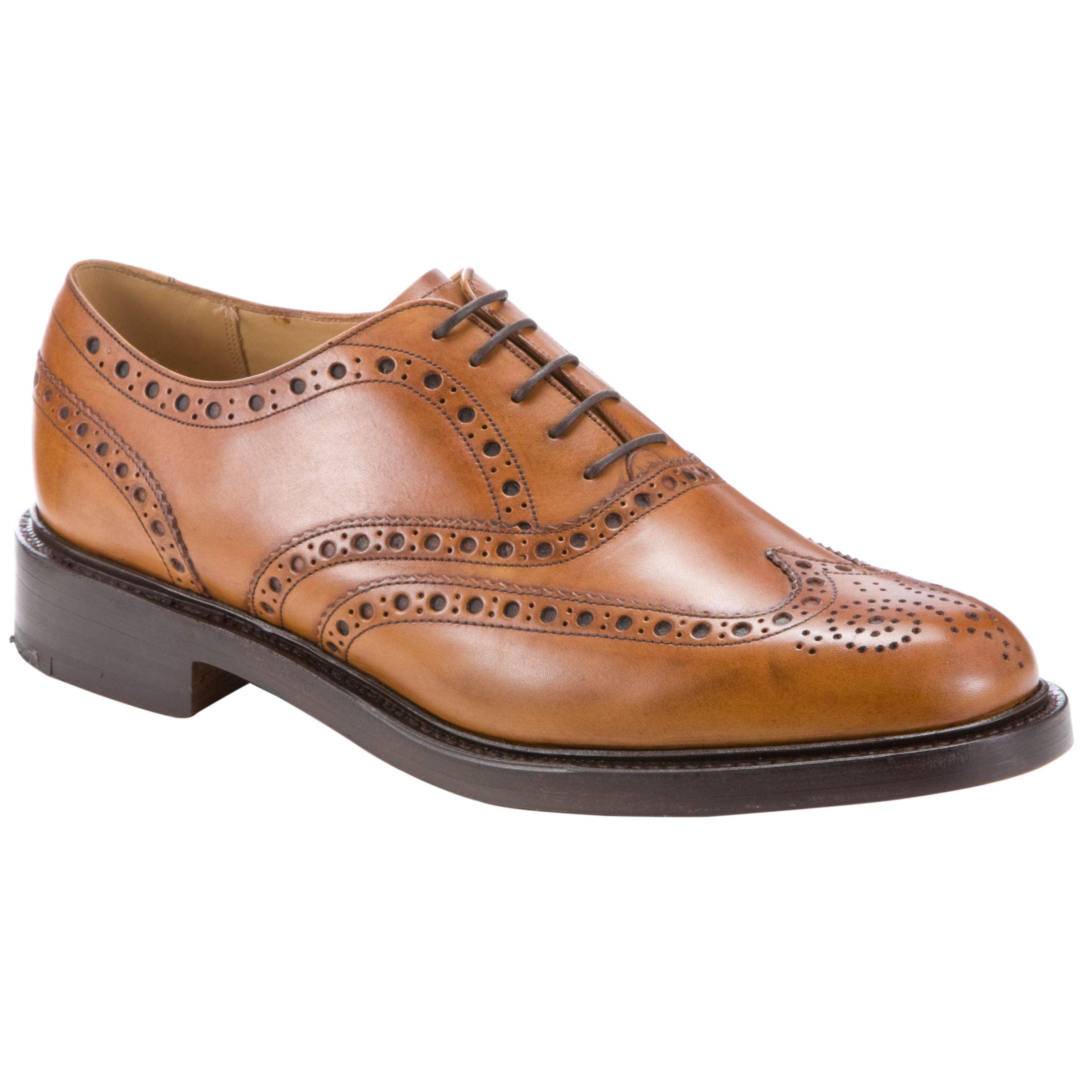 Barker Westfield Leather Brogue Shoes, Tan, 7.5 at John Lewis