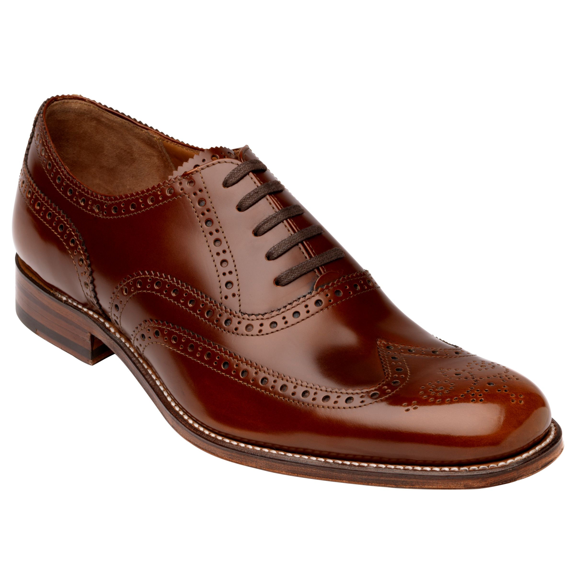 Grenson Dylan High Shine Leather Brogues, Honey at John Lewis