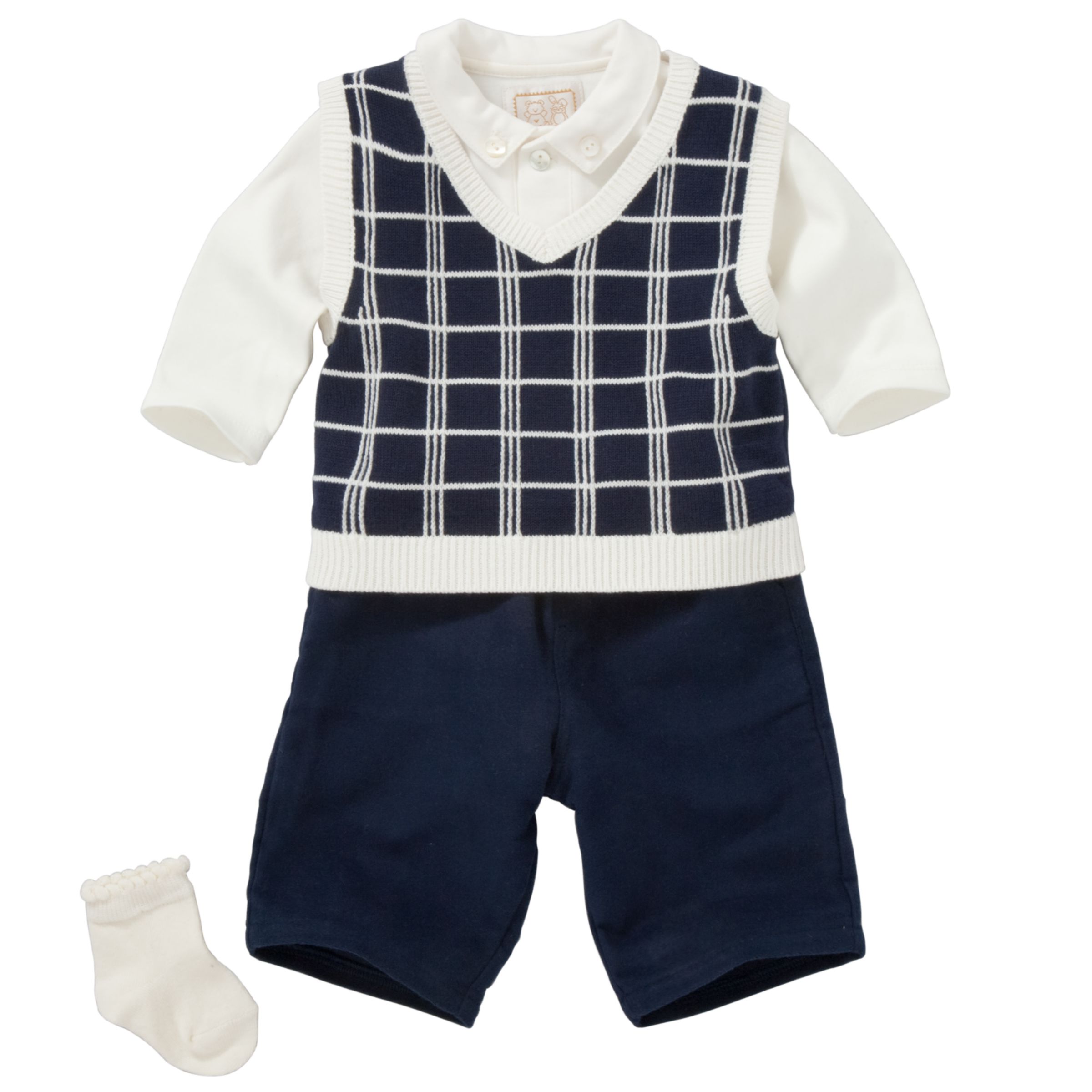 Emile et Rose 3 Piece Knit Tank Trousers and Body Set BlueWhite