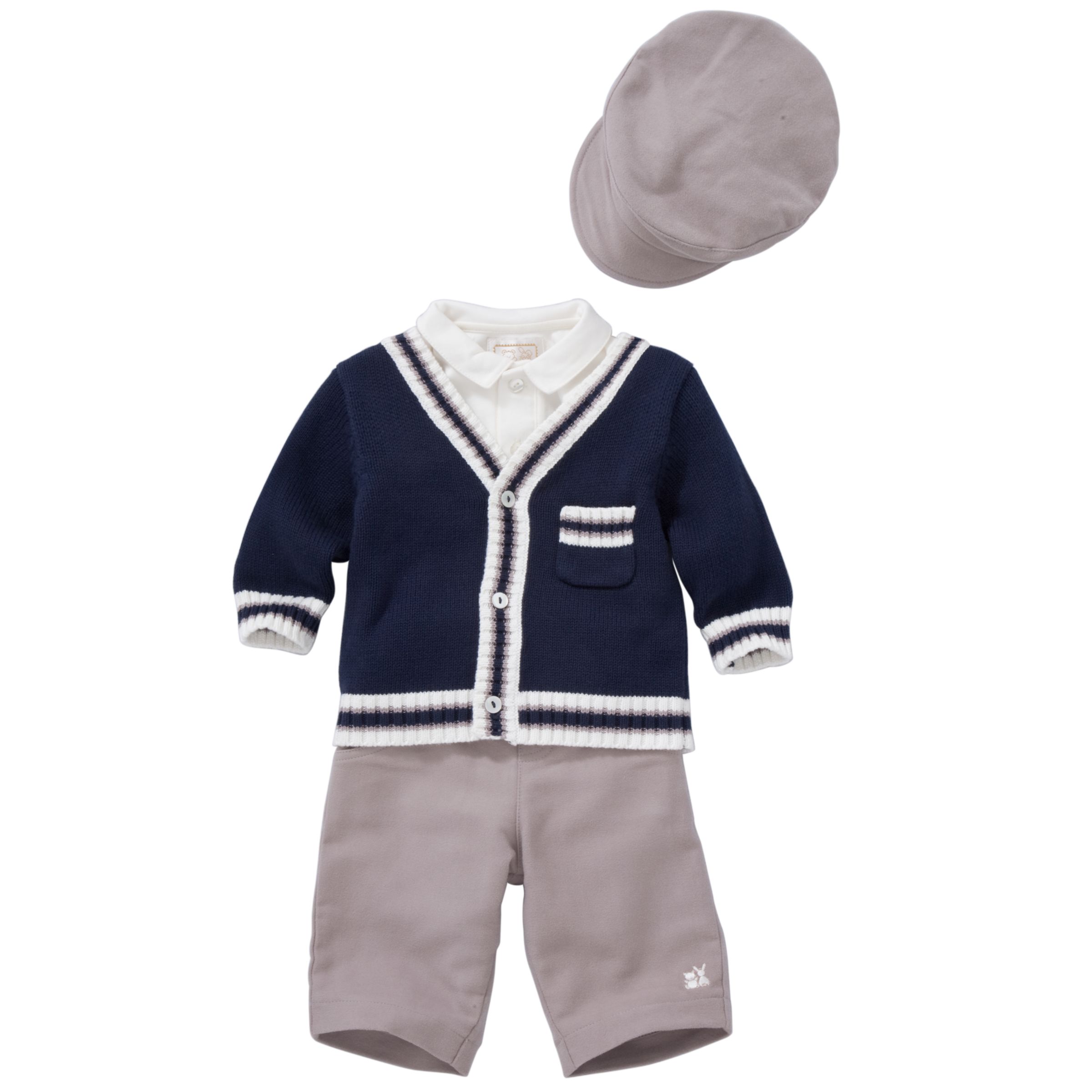 Emile et Rose 3 Piece Cardigan Trousers and Body Set Navy Blue