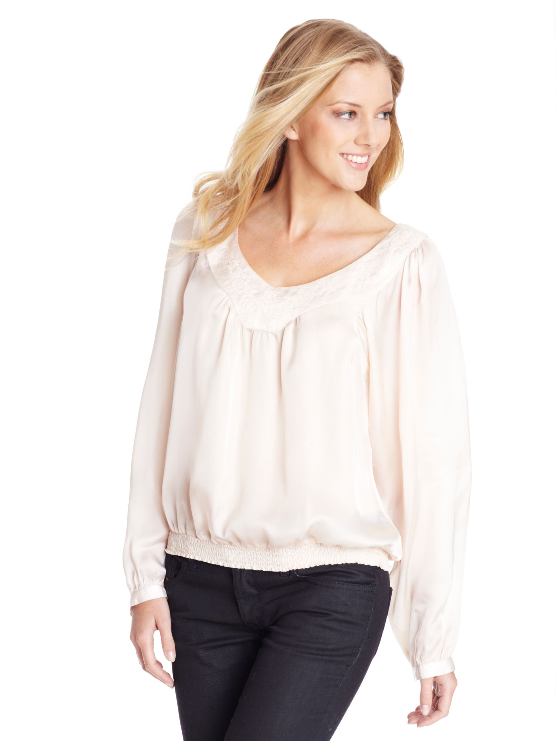 BZR Cross Stitch Embroidered Blouse, Nude