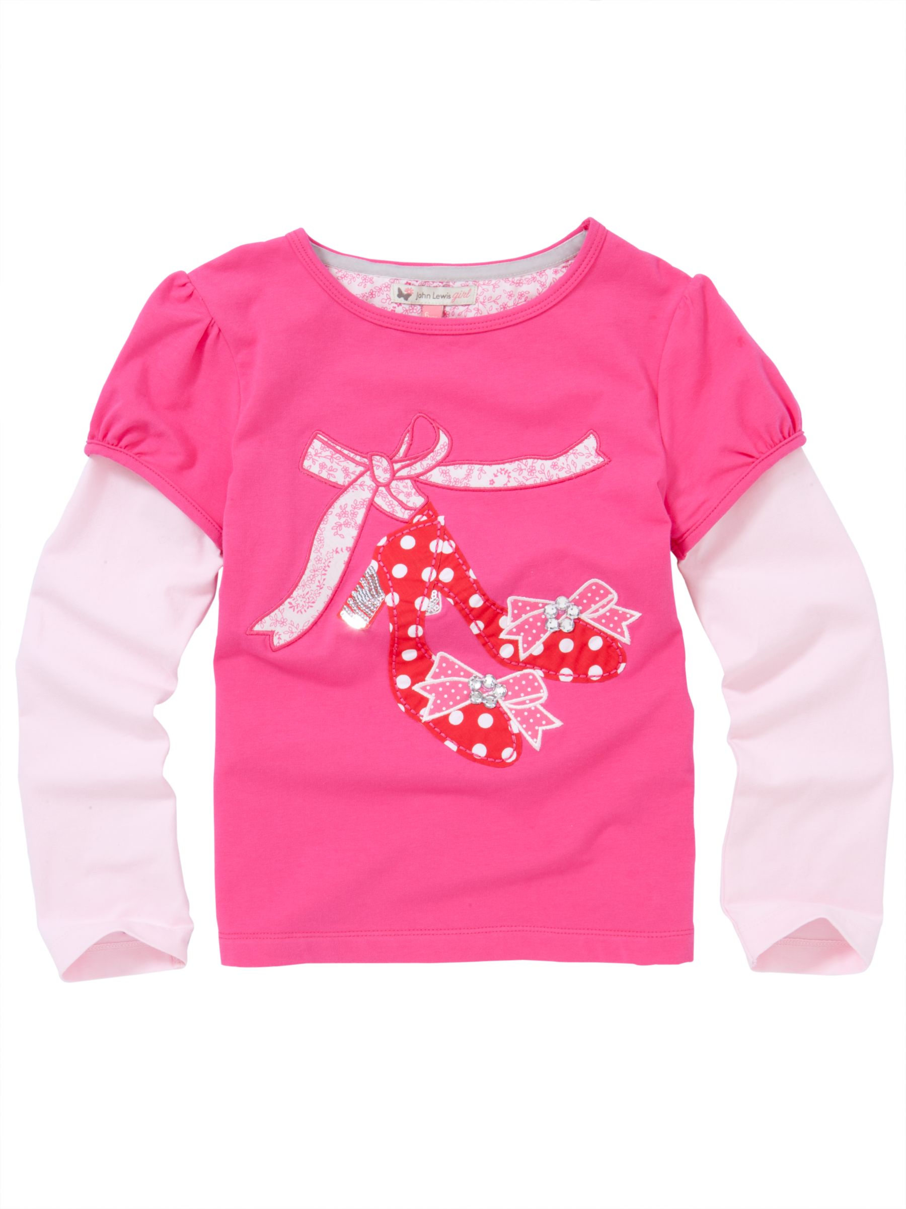 John Lewis Girl Shoes Applique T-Shirt, Pink