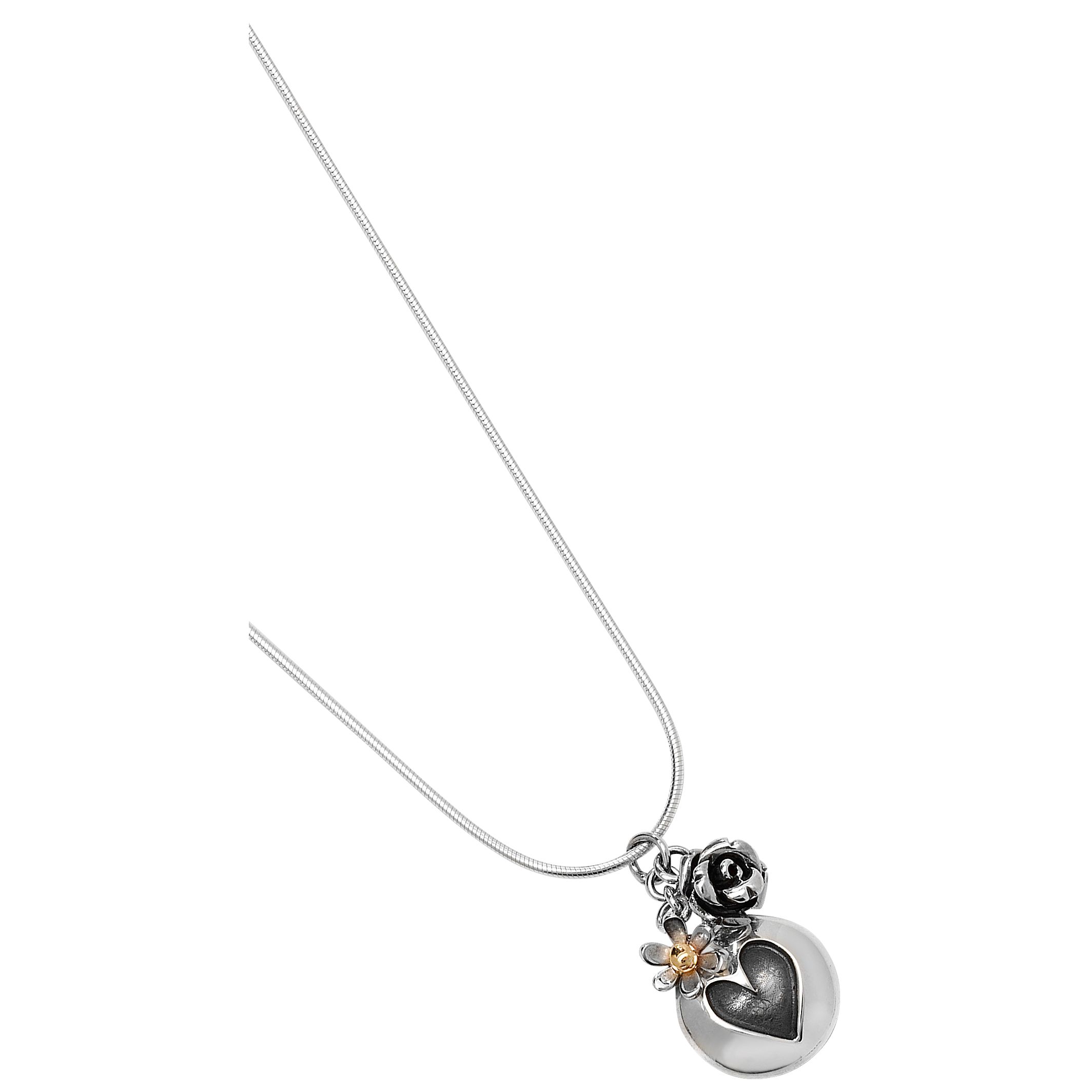 Linda Macdonald Silver Heart and Rose Pendant Necklace