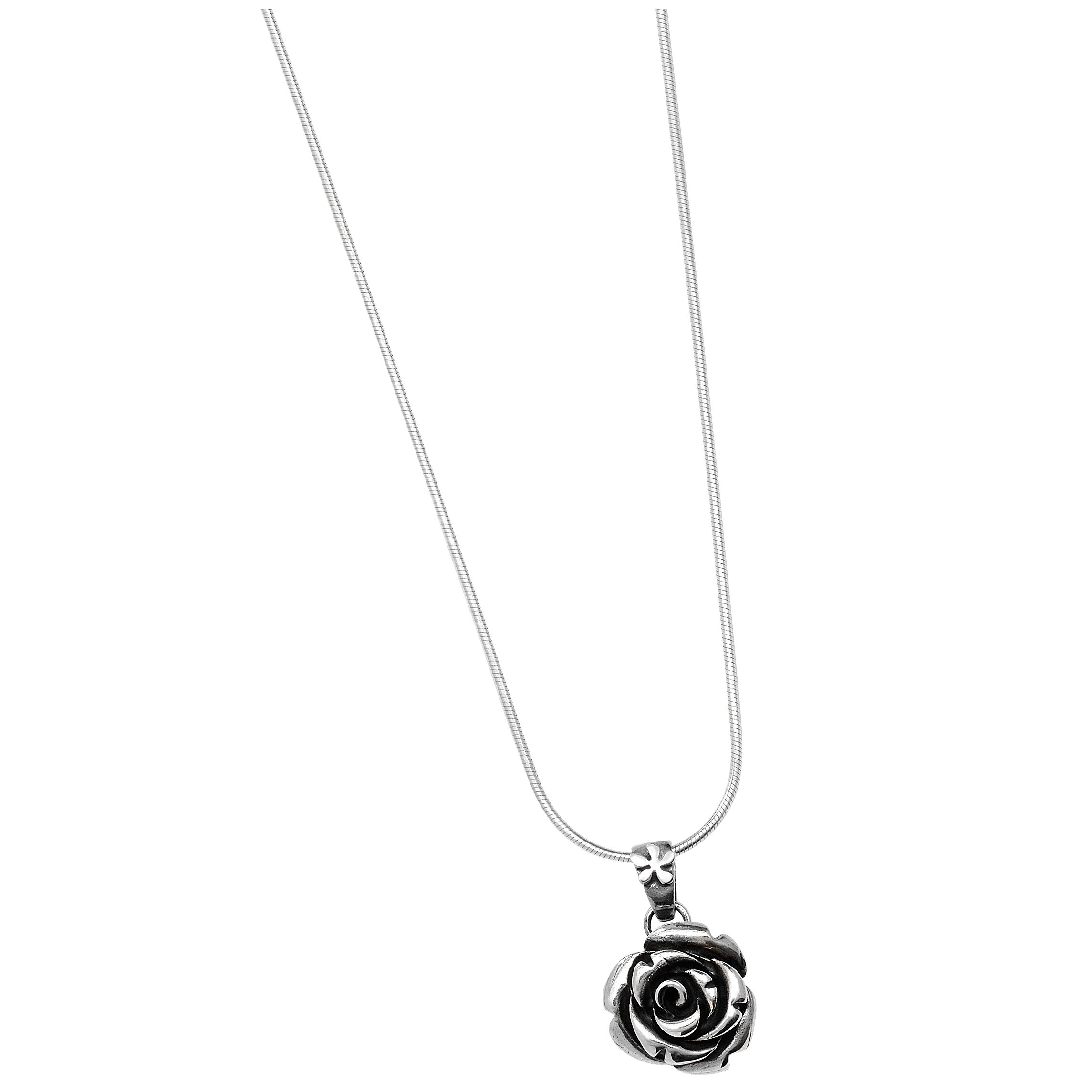 Linda Macdonald Large Silver Rose Pendant Necklace