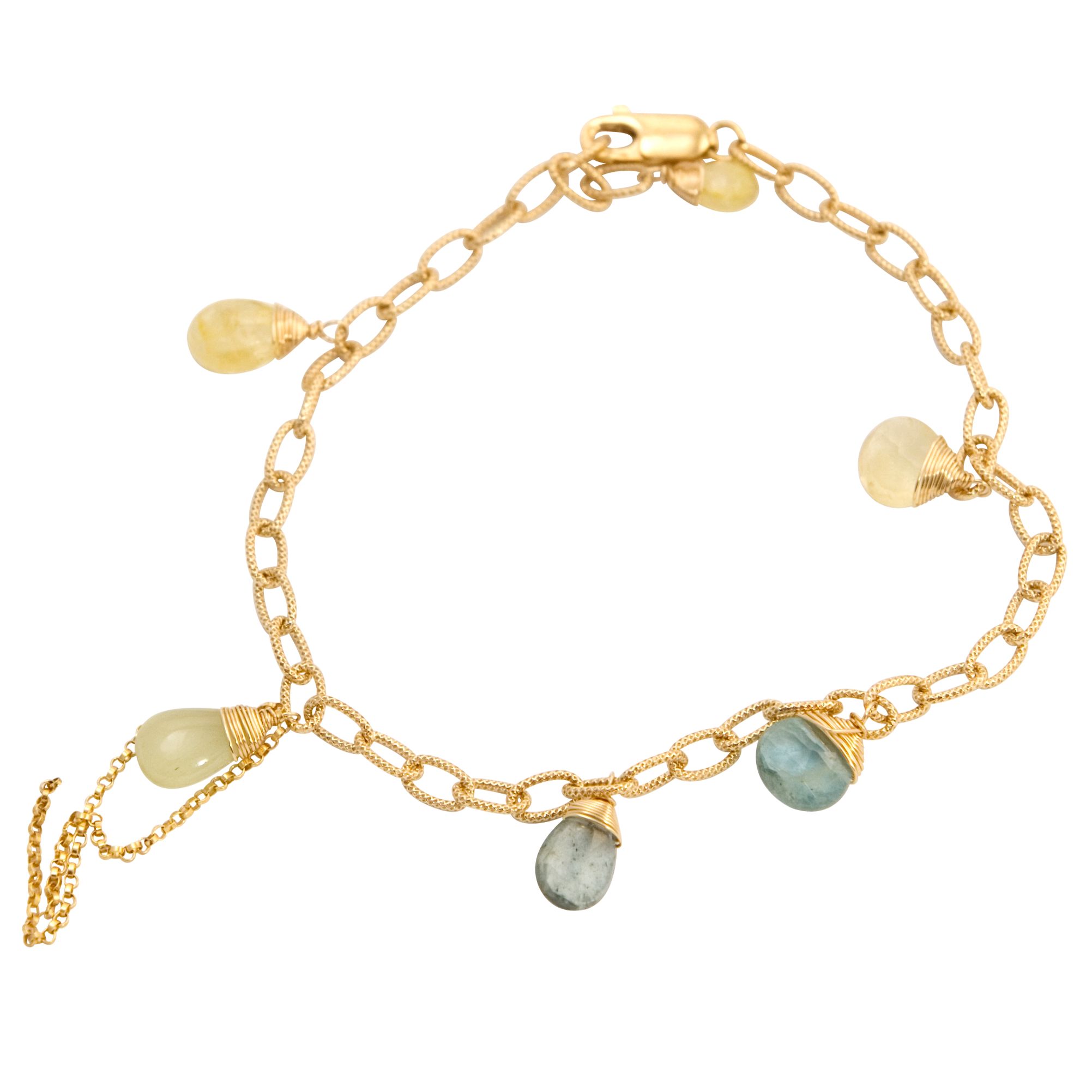 RueBelle 6 Drop 14ct Gold Filled Chain Bracelet at John Lewis