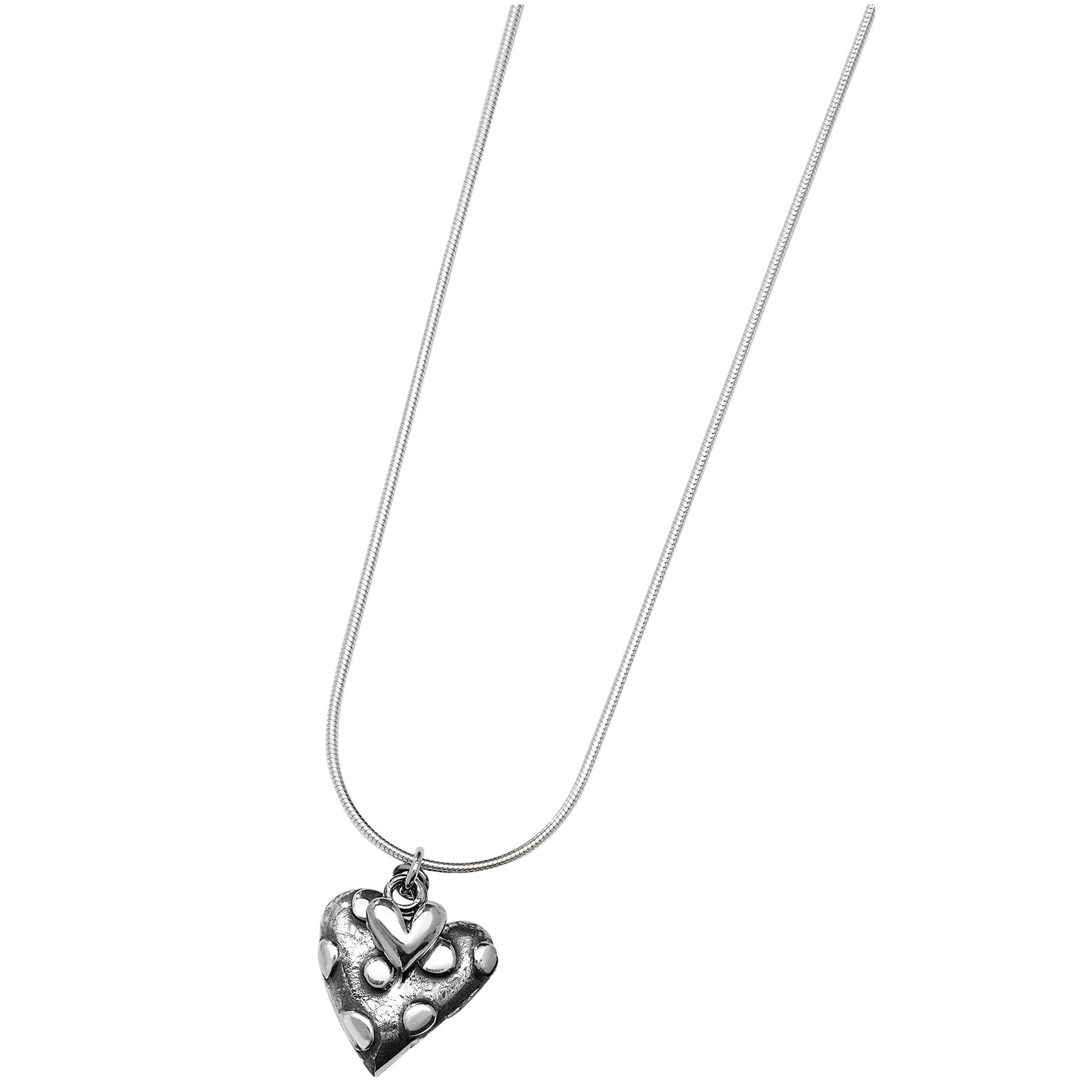 Linda Macdonald Oxidised Silver Dotty Heart Pendant Necklace