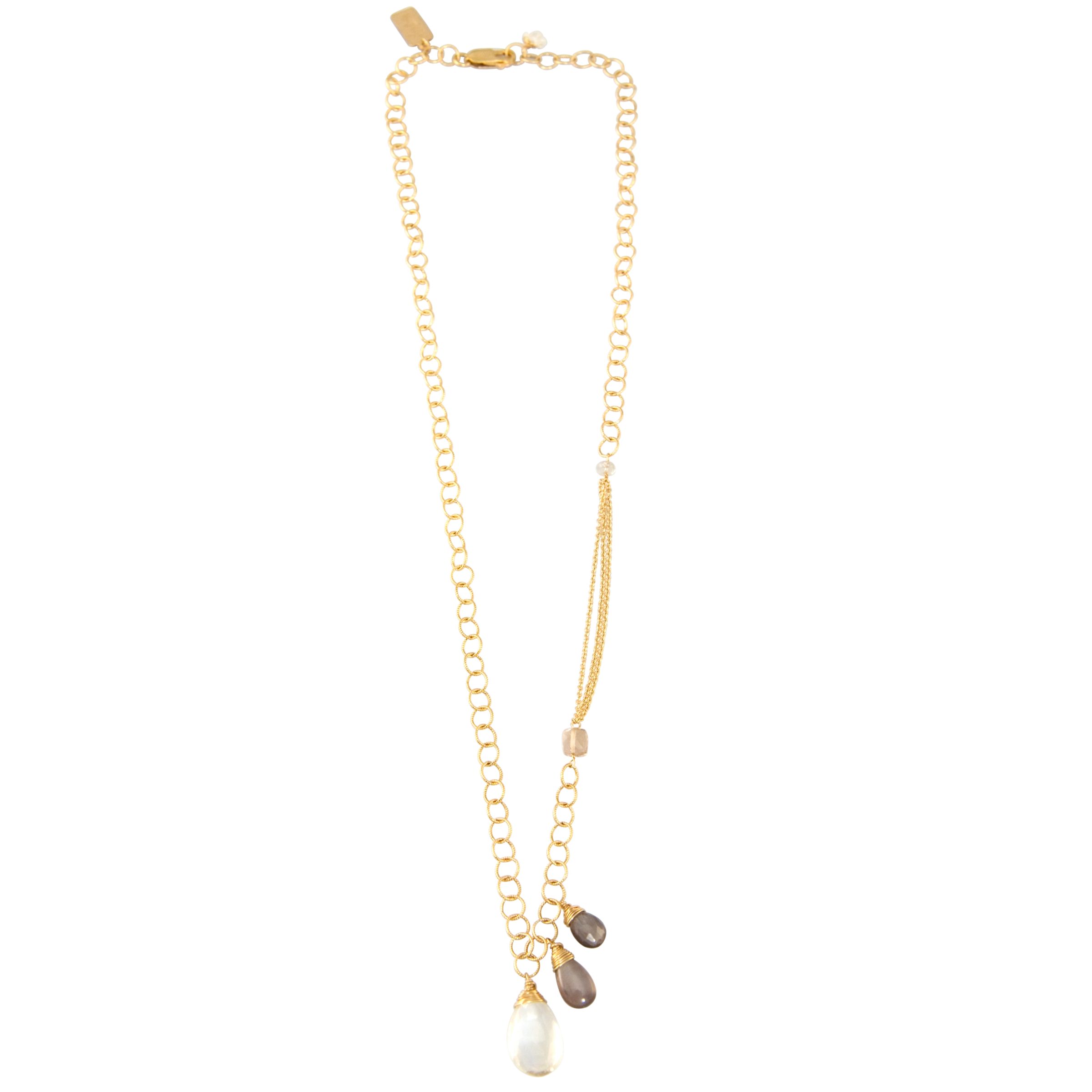 RueBelle 3 Champagne Drop Gold Filled Chain Link Necklace at John Lewis