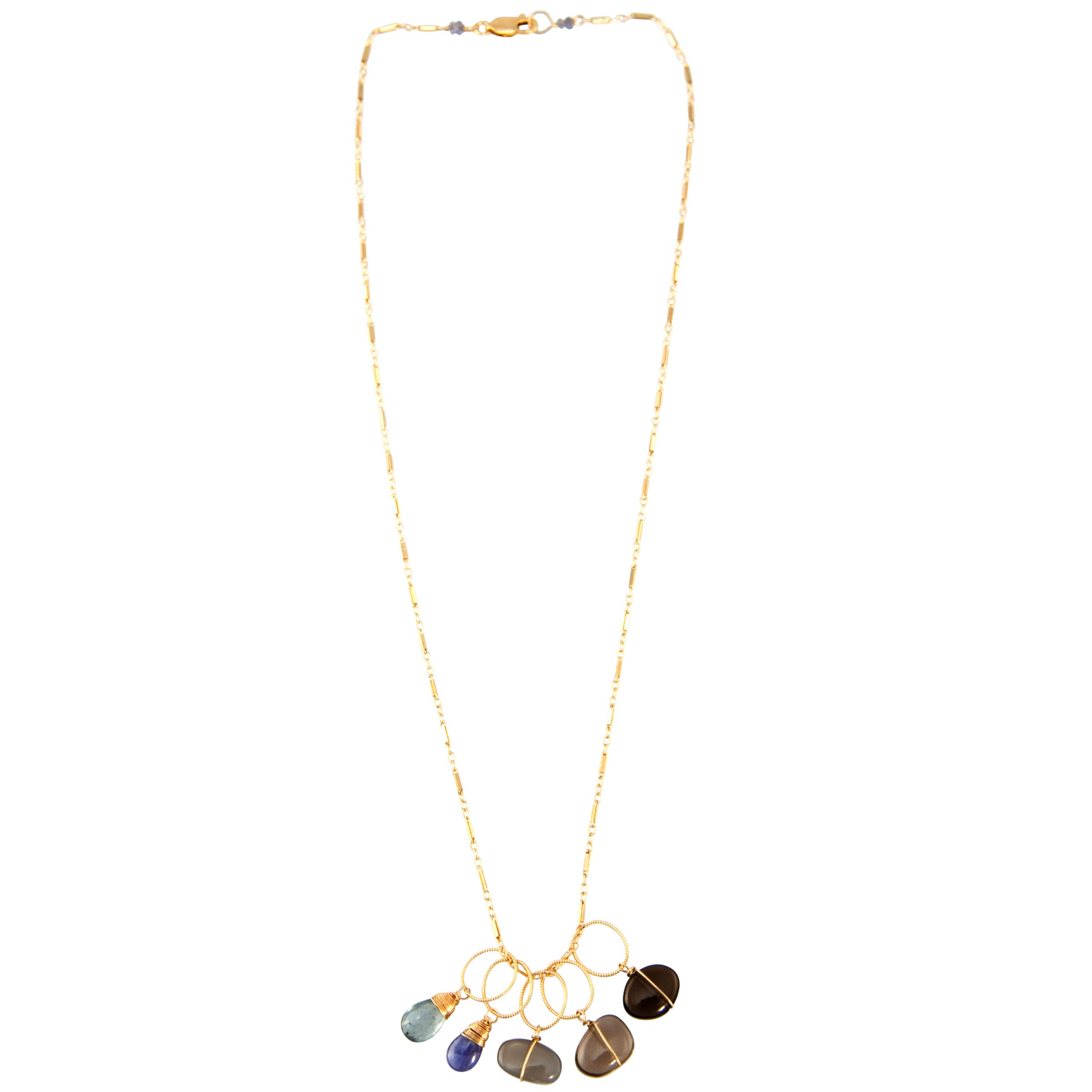 RueBelle 14ct Gold Filled 5 Colour Stones Necklace at John Lewis