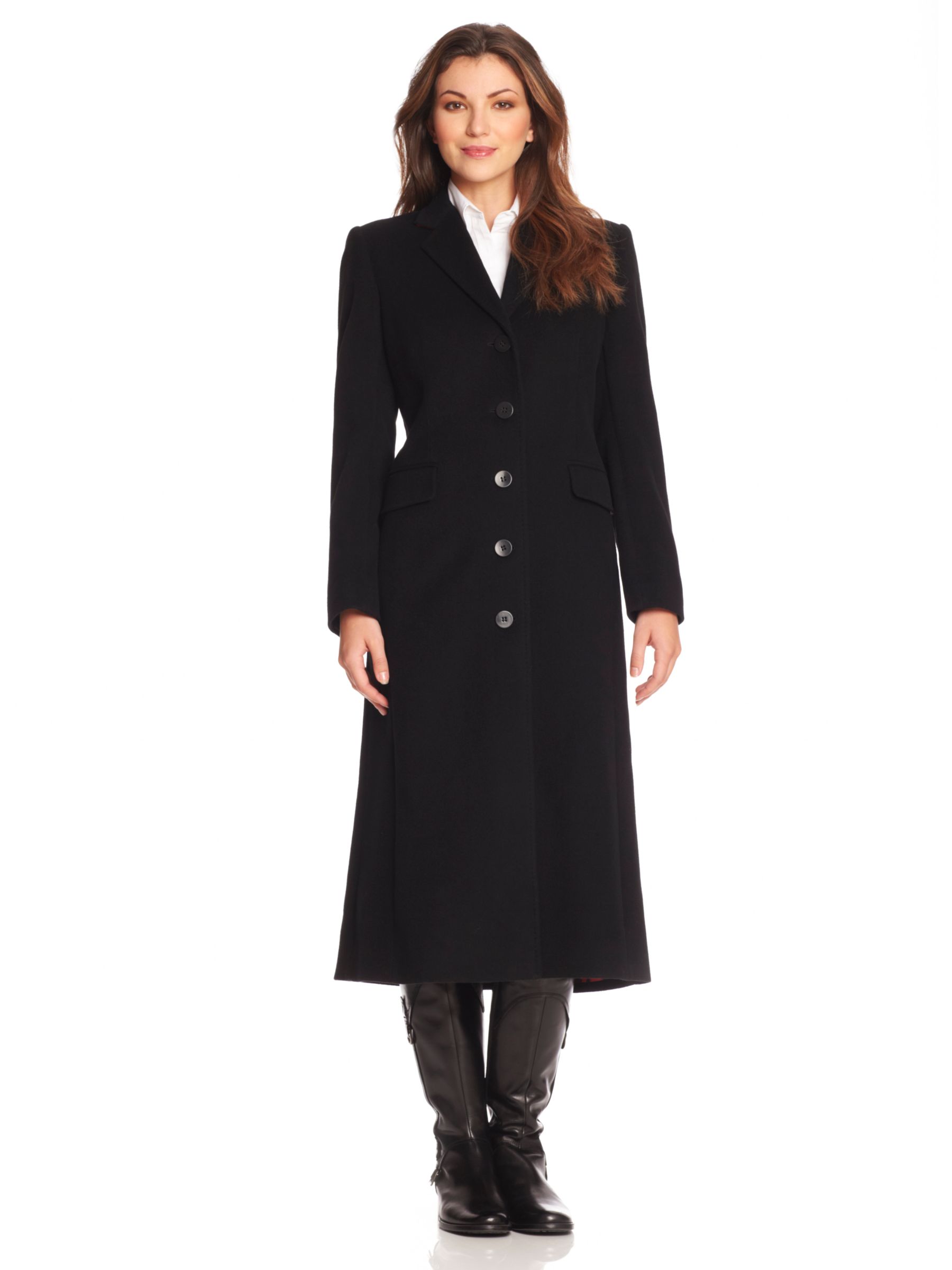 Paul Costelloe Petites Long Riding Coat, Black at JohnLewis