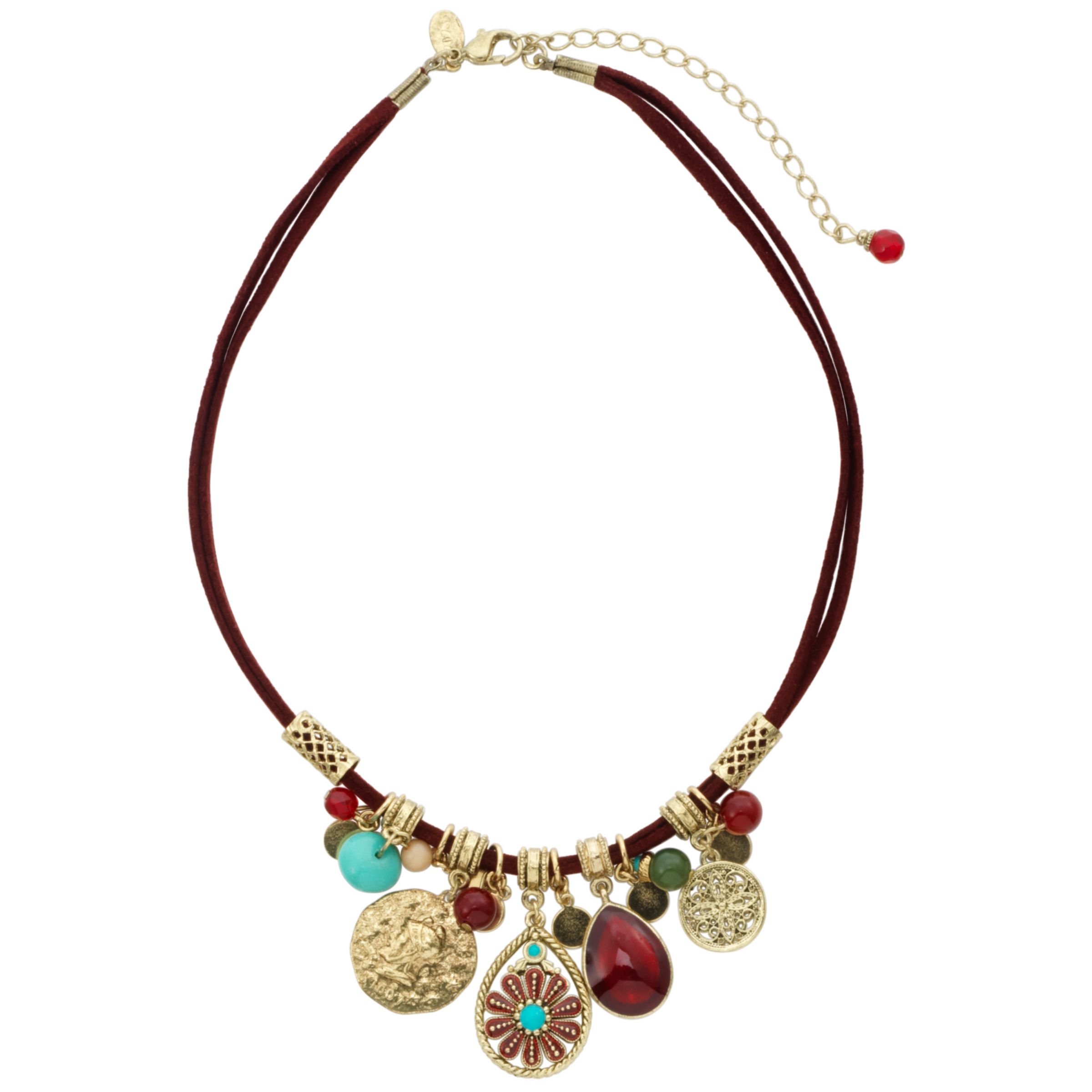 1928 Collection New York Boho Chic Suede Charm Necklace