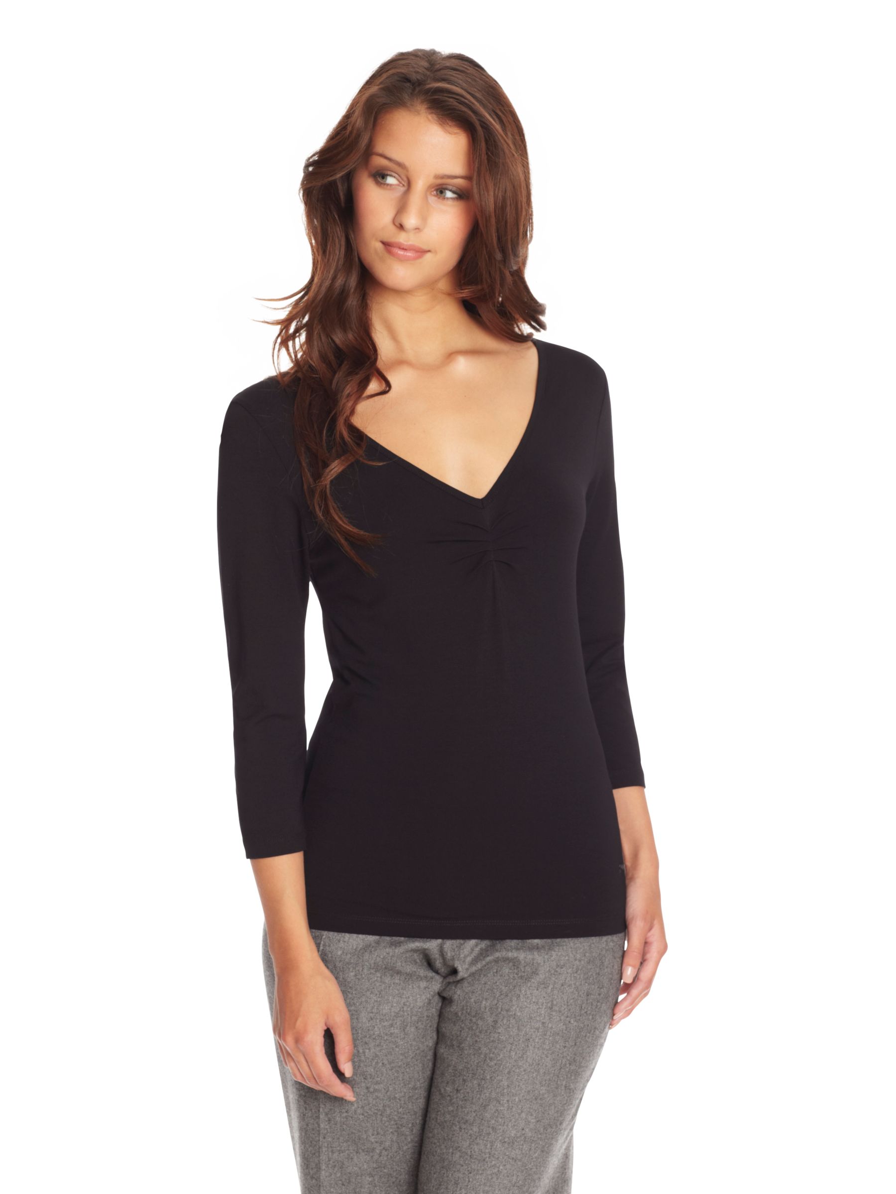 V-Neck Plunge T-Shirt, Black