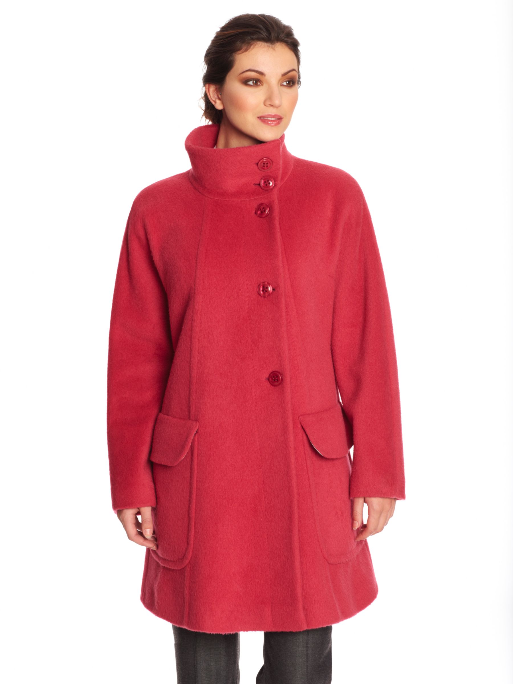 Paul Costelloe Funnel Neck Long Sleeve Coat, Strawberry at John Lewis