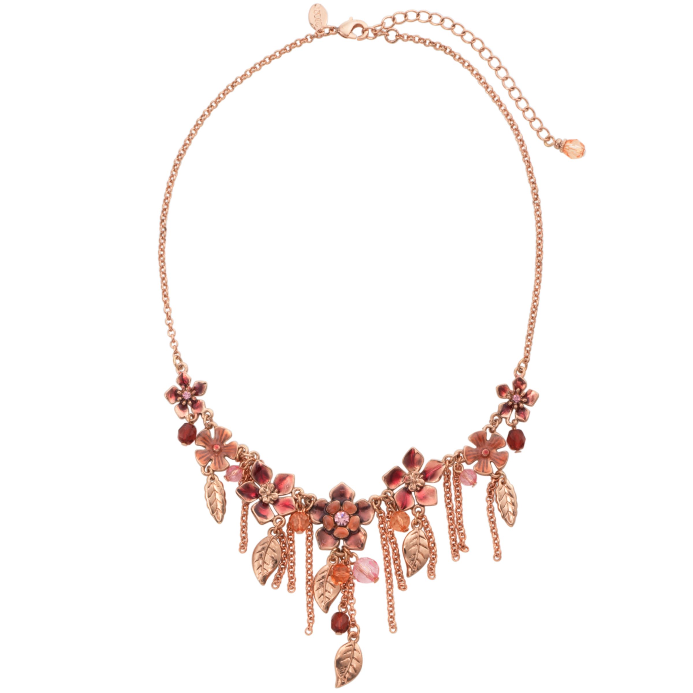 1928 Collection New York Papaya Flower and Leaf Cluster Drop Necklace