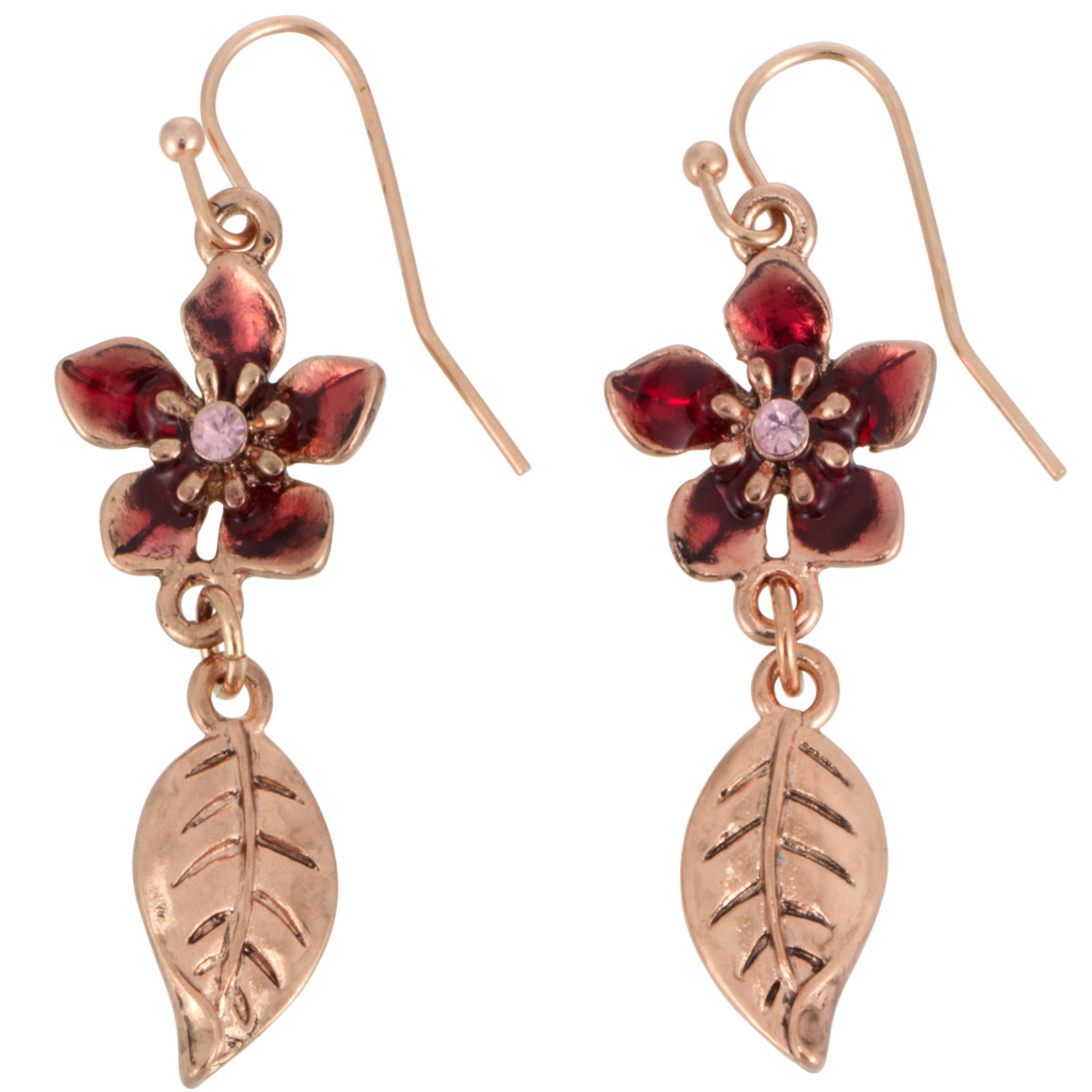 1928 Collection New York Papaya Flower and Leaf Drop Earrings