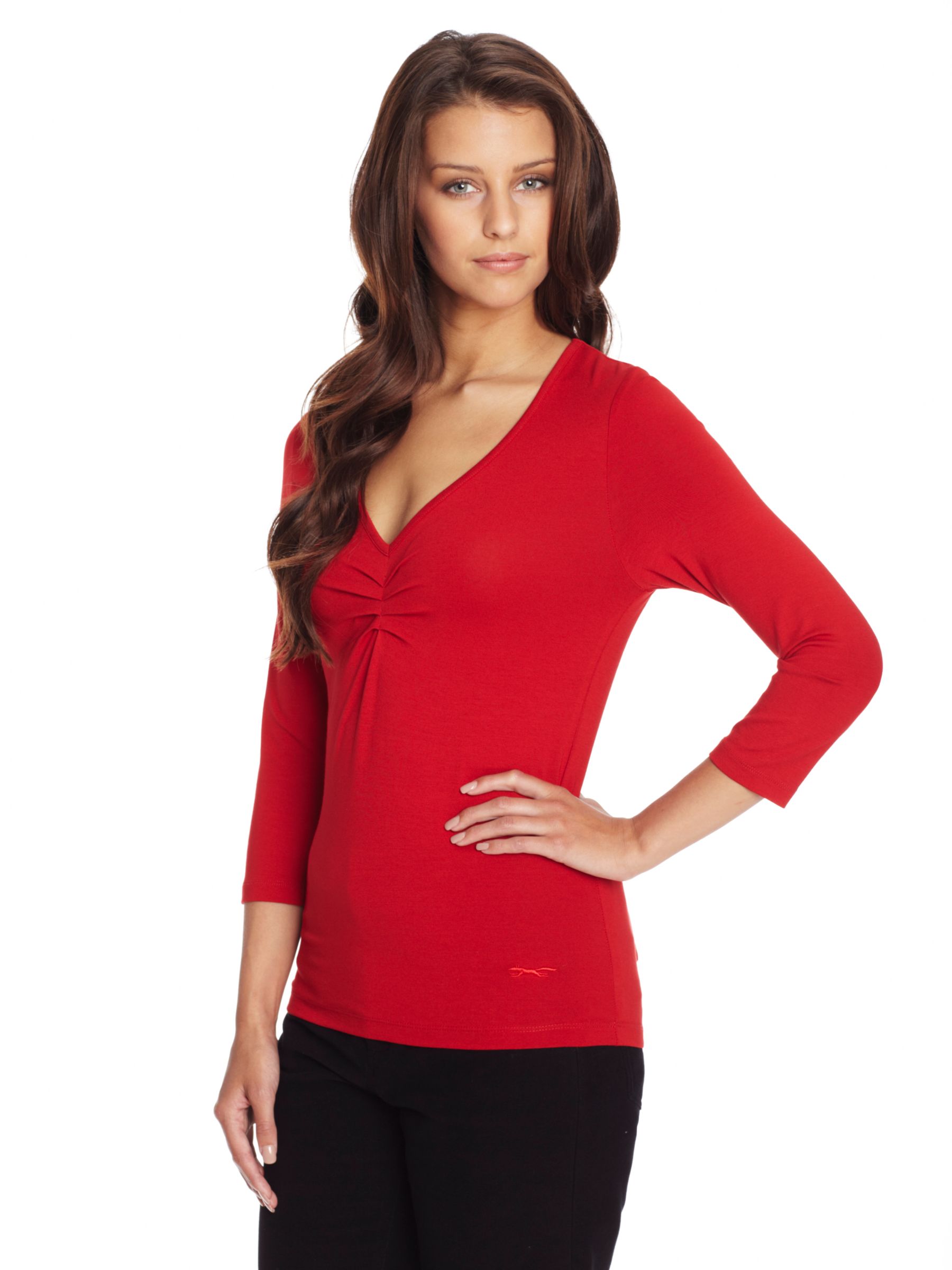 Deep V-Neck T-Shirt, Red