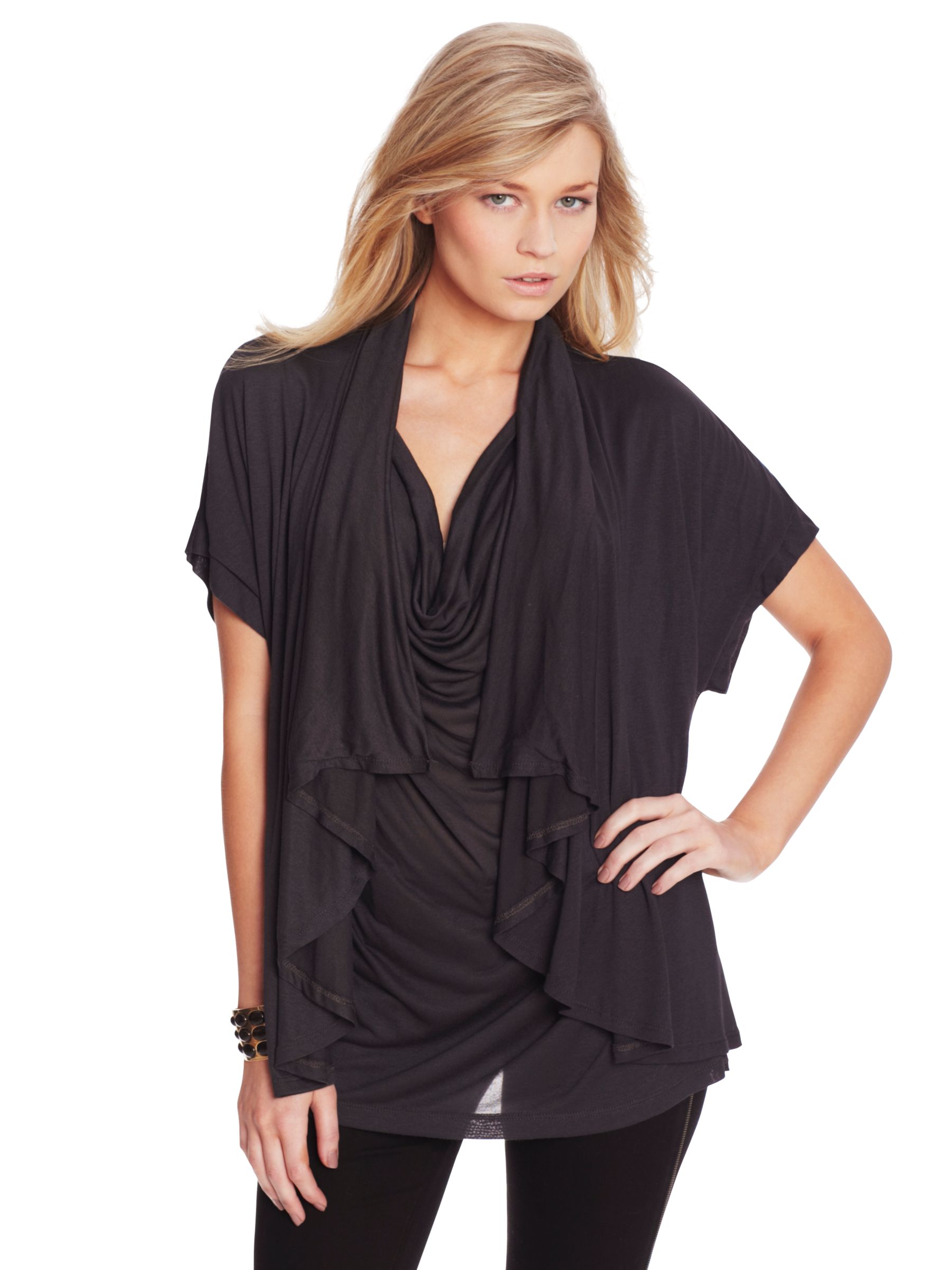 French Connection Verona Cowl Neck Top, Grey, L