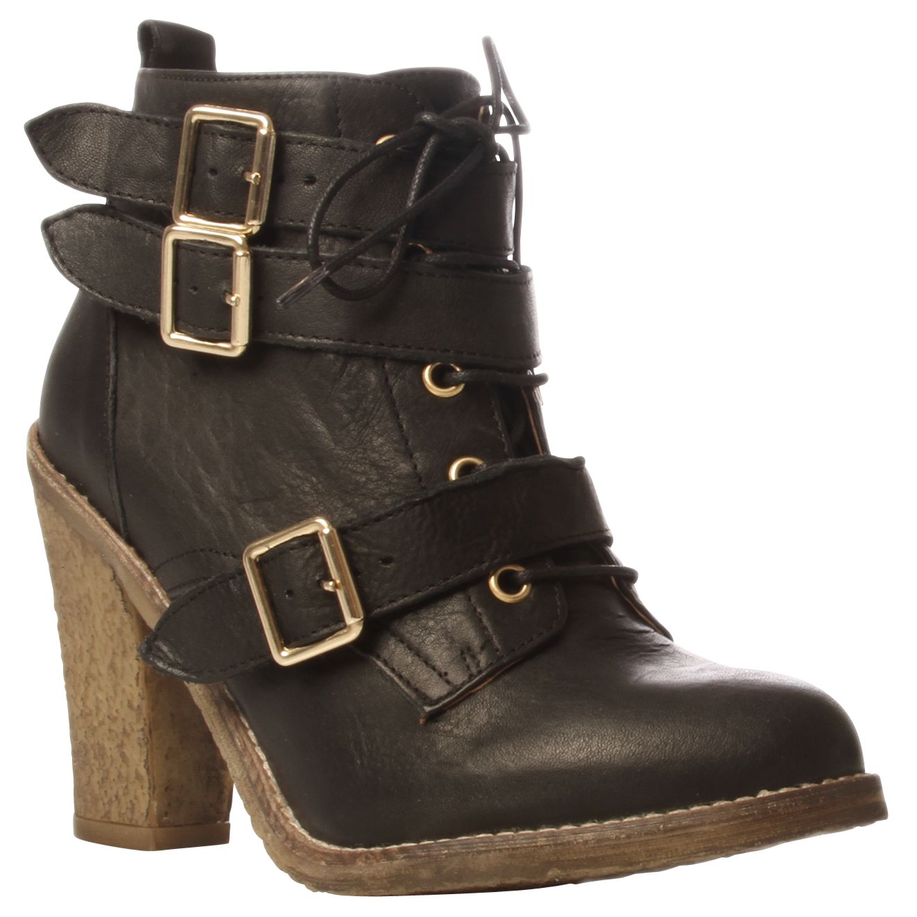 KG by Kurt Geiger Victor Lace Up Buckle Ankle Boots, Black at John Lewis