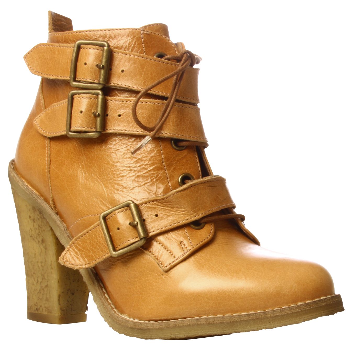KG by Kurt Geiger Victor Lace Up Buckle Ankle Boots, Tan at John Lewis