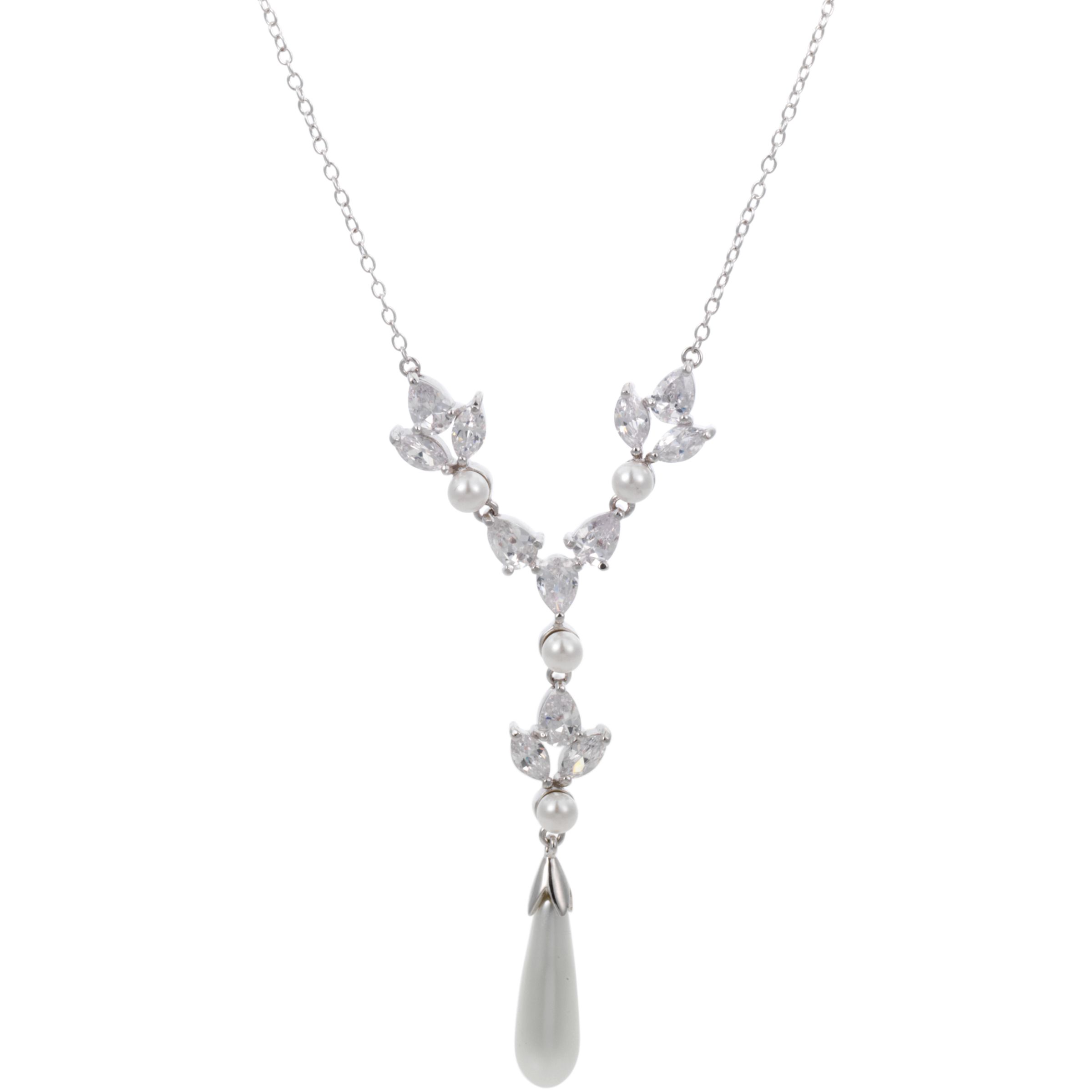 Finesse Crowned Pearl and Cubic Zirconia Y-Style Necklace