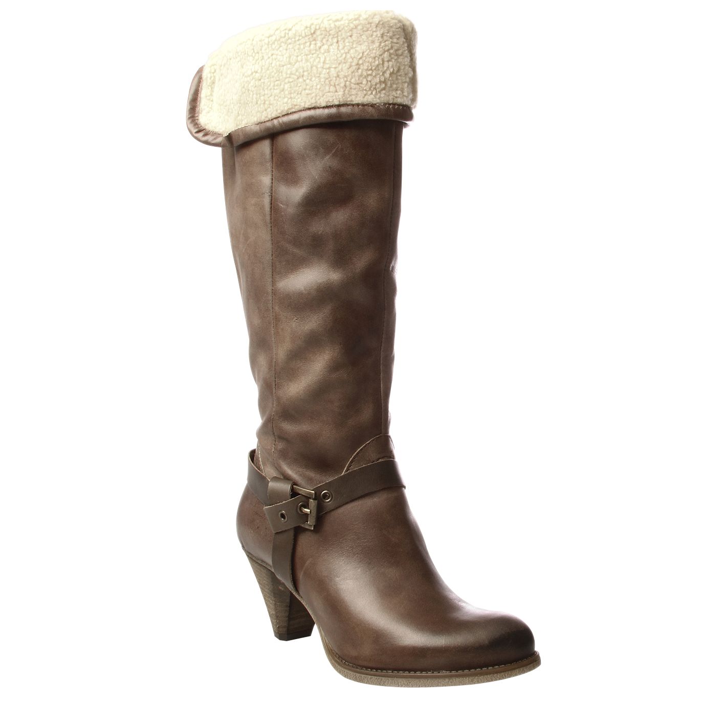 Carvela Walnut Shearling Knee Boots, Brown at John Lewis