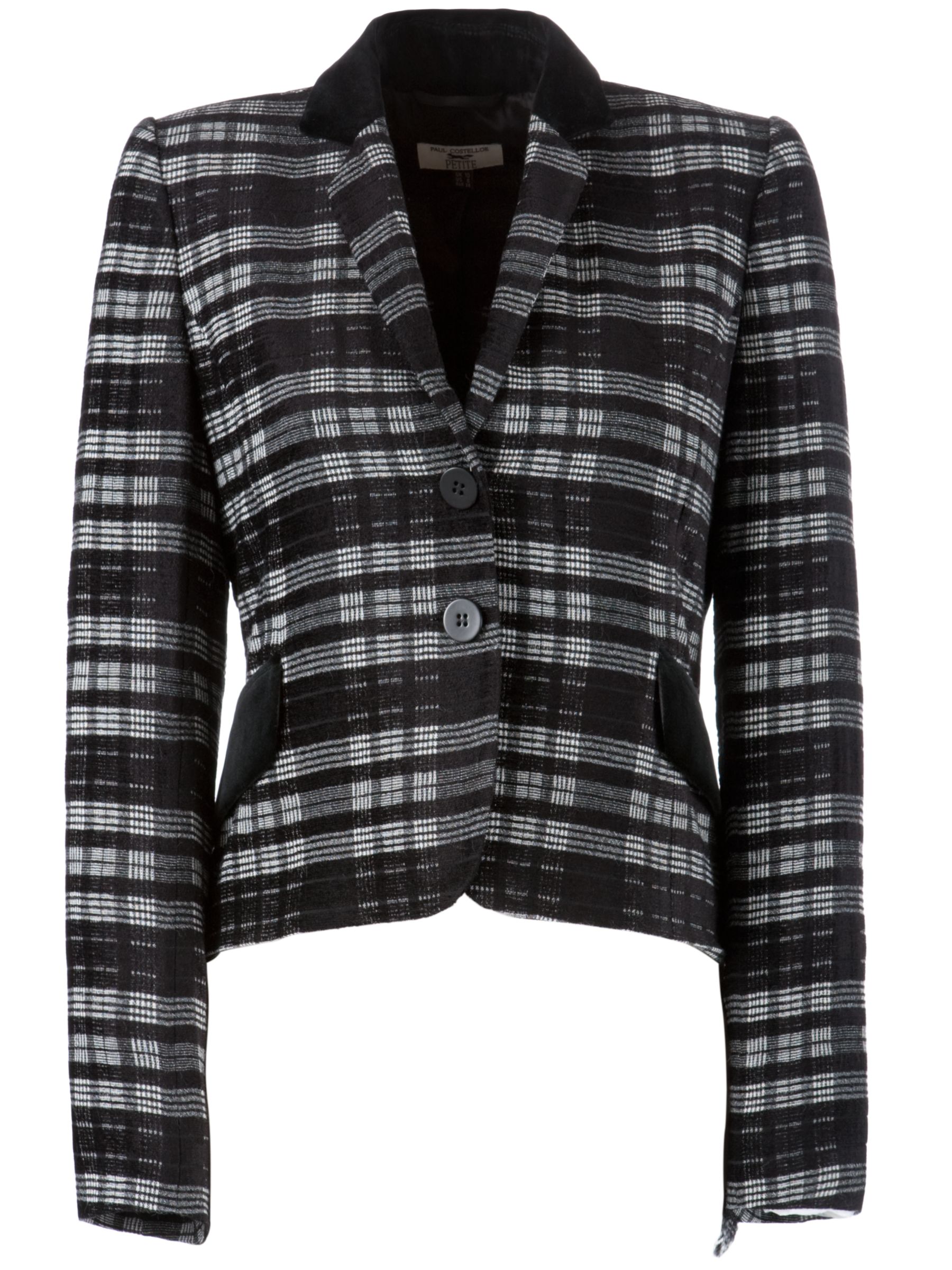 Paul Costelloe Petites Hacking Jacket, Black/White at John Lewis