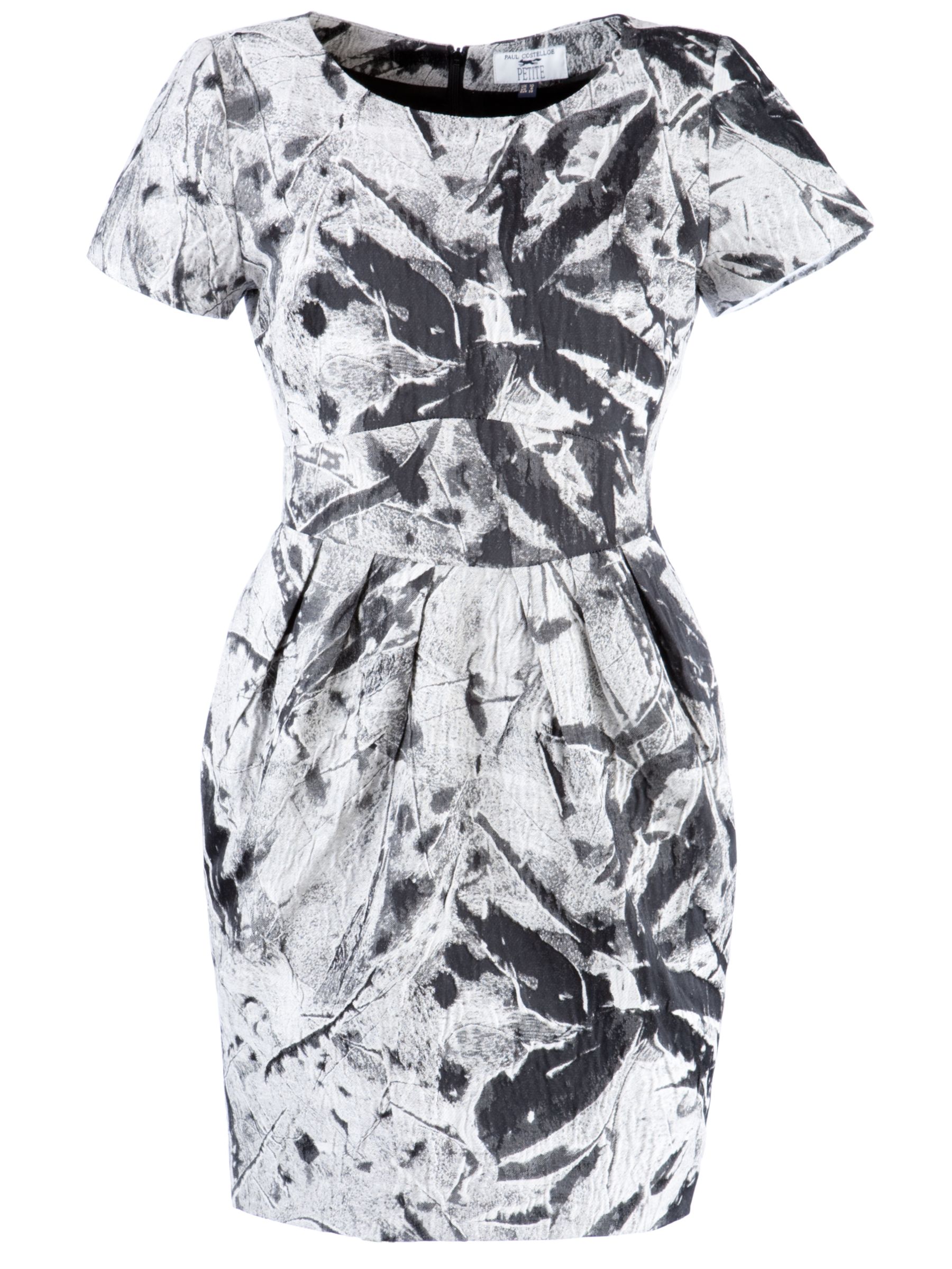 Paul Costelloe Petites Puff Hem Dress, Black/White, 10 at John Lewis