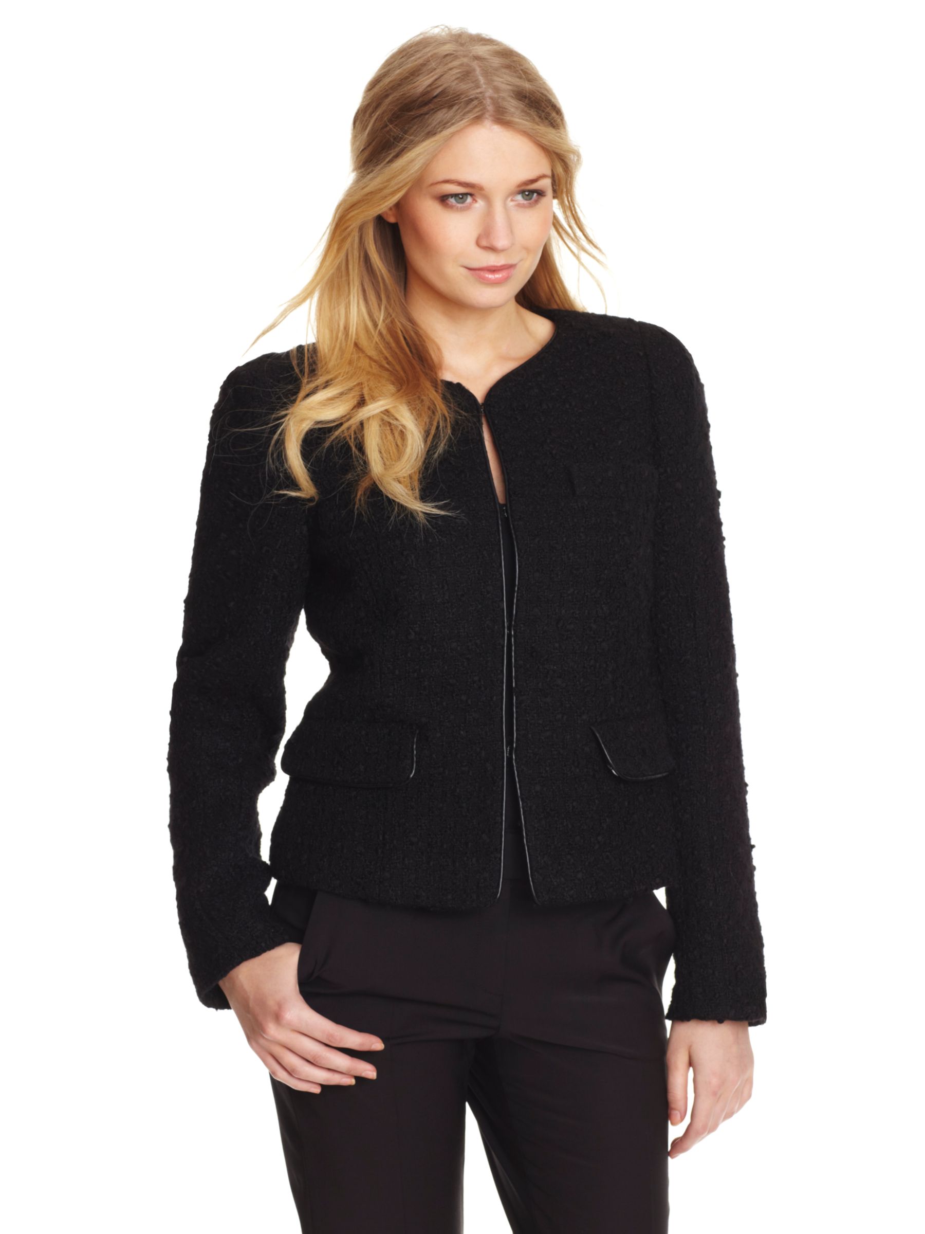 Paul Costelloe Collarless Jacket, Black at John Lewis