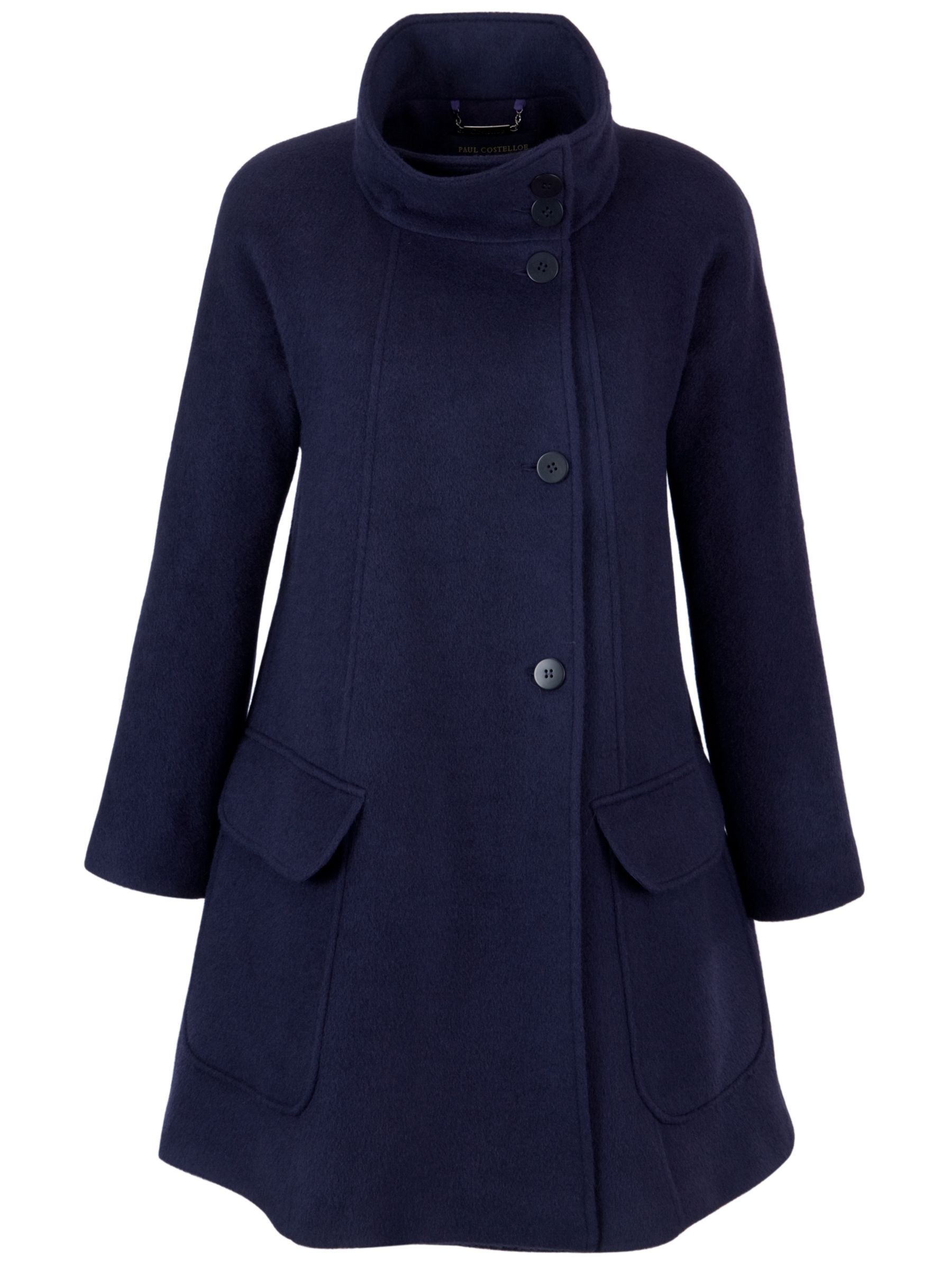 Paul Costelloe Funnel Neck Coat, Violet at John Lewis