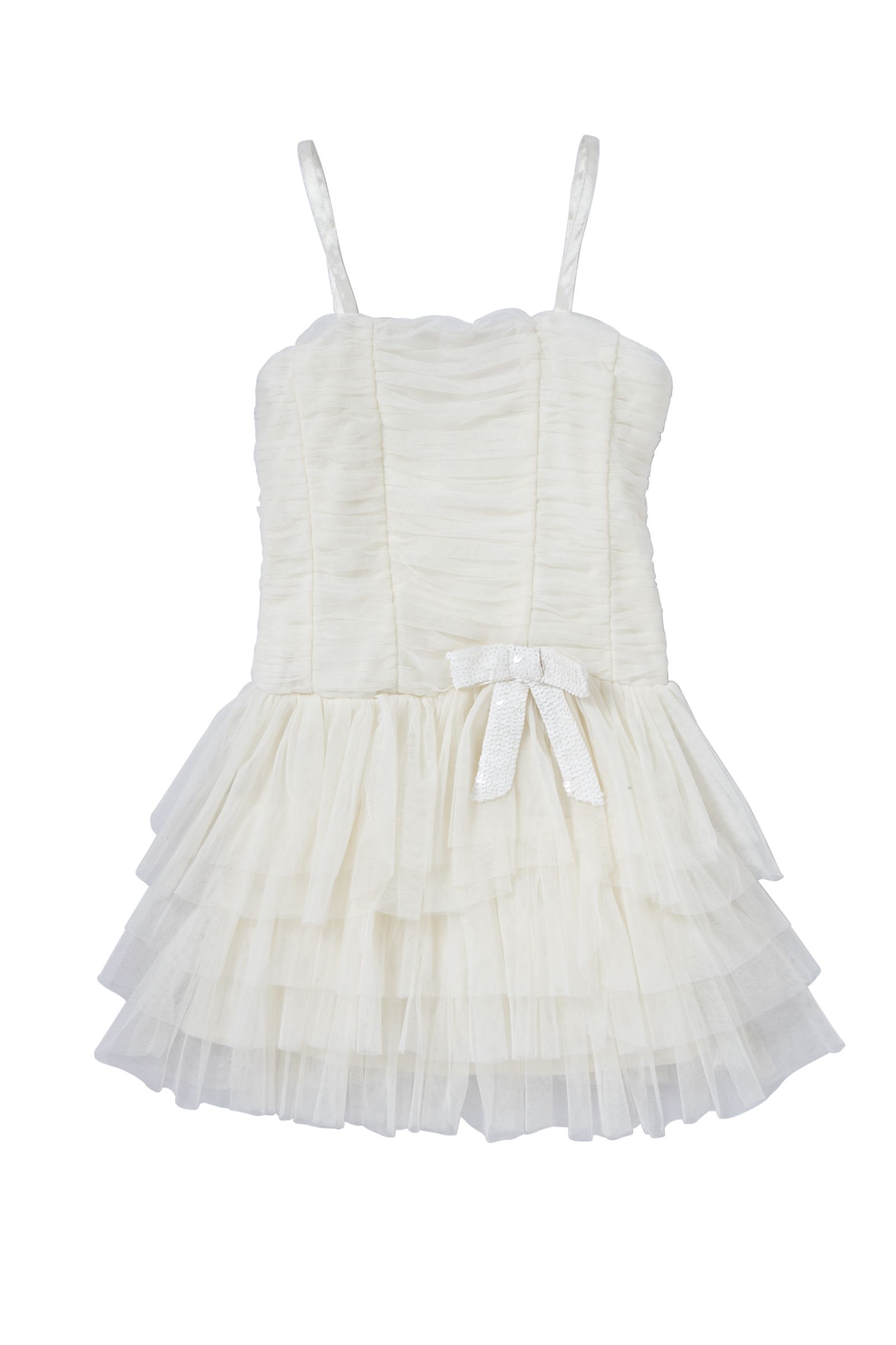 Derhy Mesh Frill Dress Cream