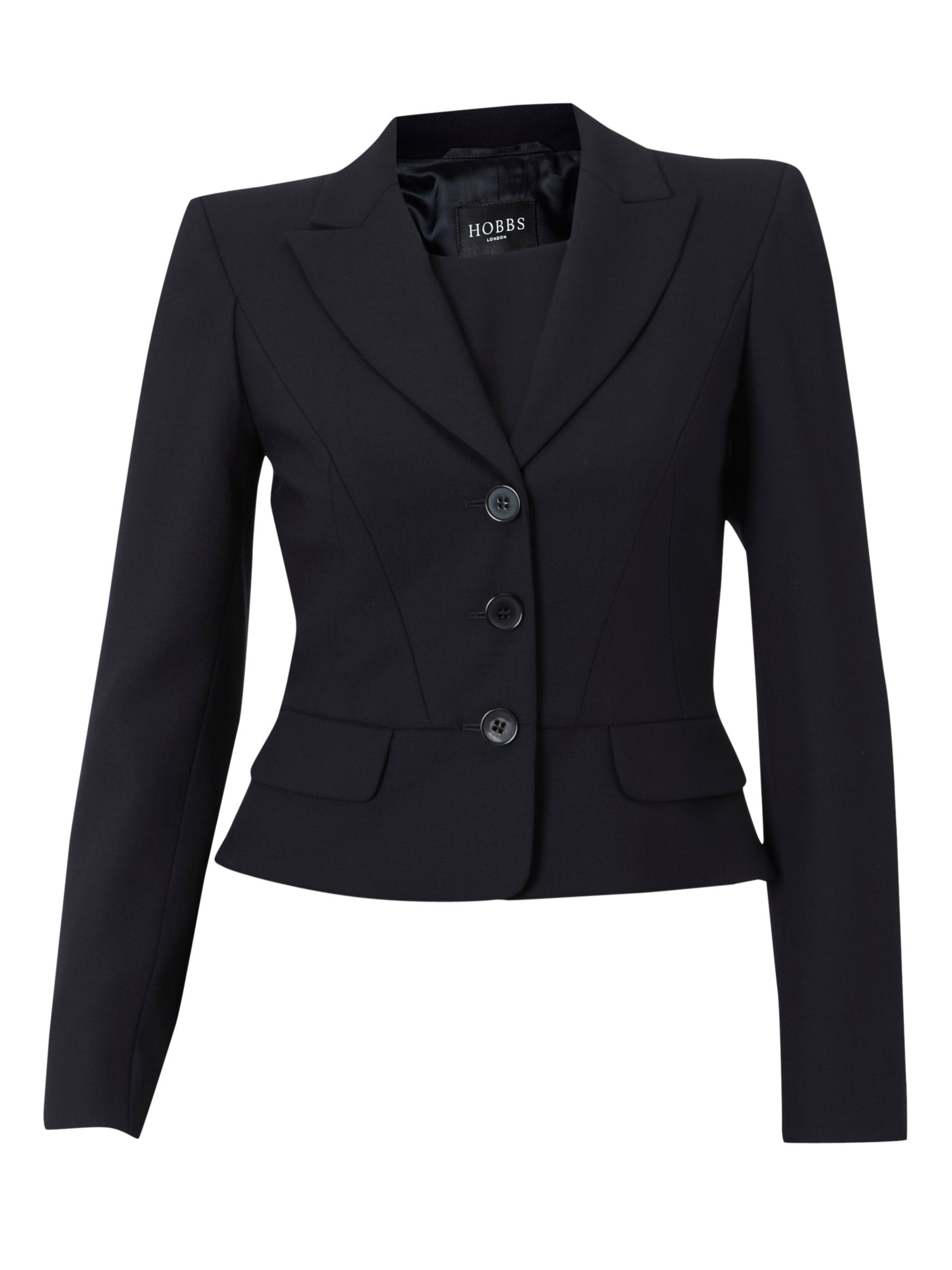 Hobbs Odeon Worsted Wool Crepe Jacket, Navy, 8 at John Lewis