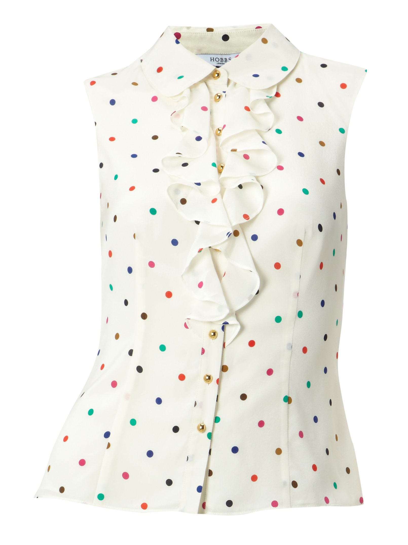 Hobbs Odeon Spot Sleeveless Silk Blouse,