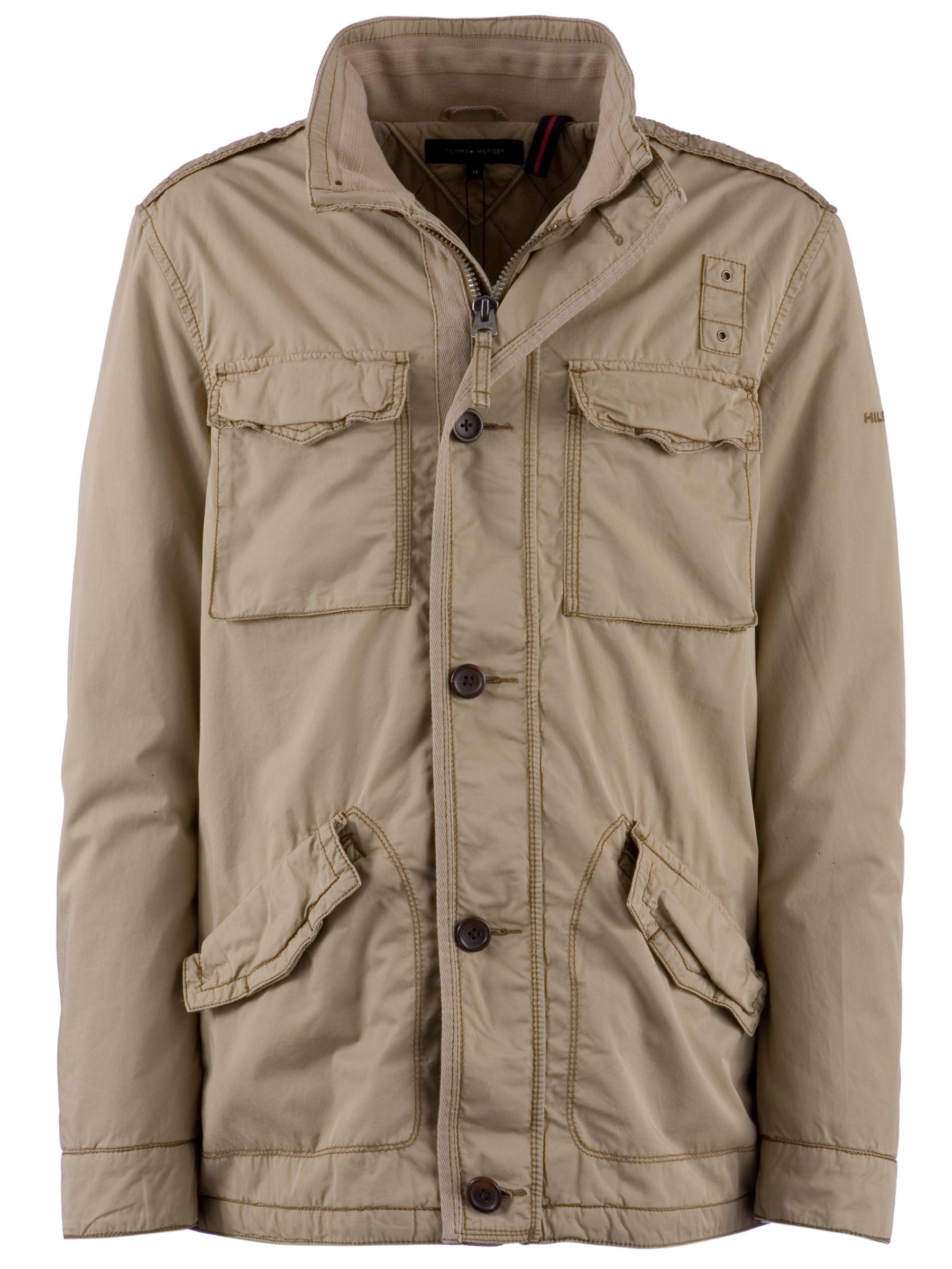 Tommy Hilfiger Buttoned Jacket, Khaki at John Lewis