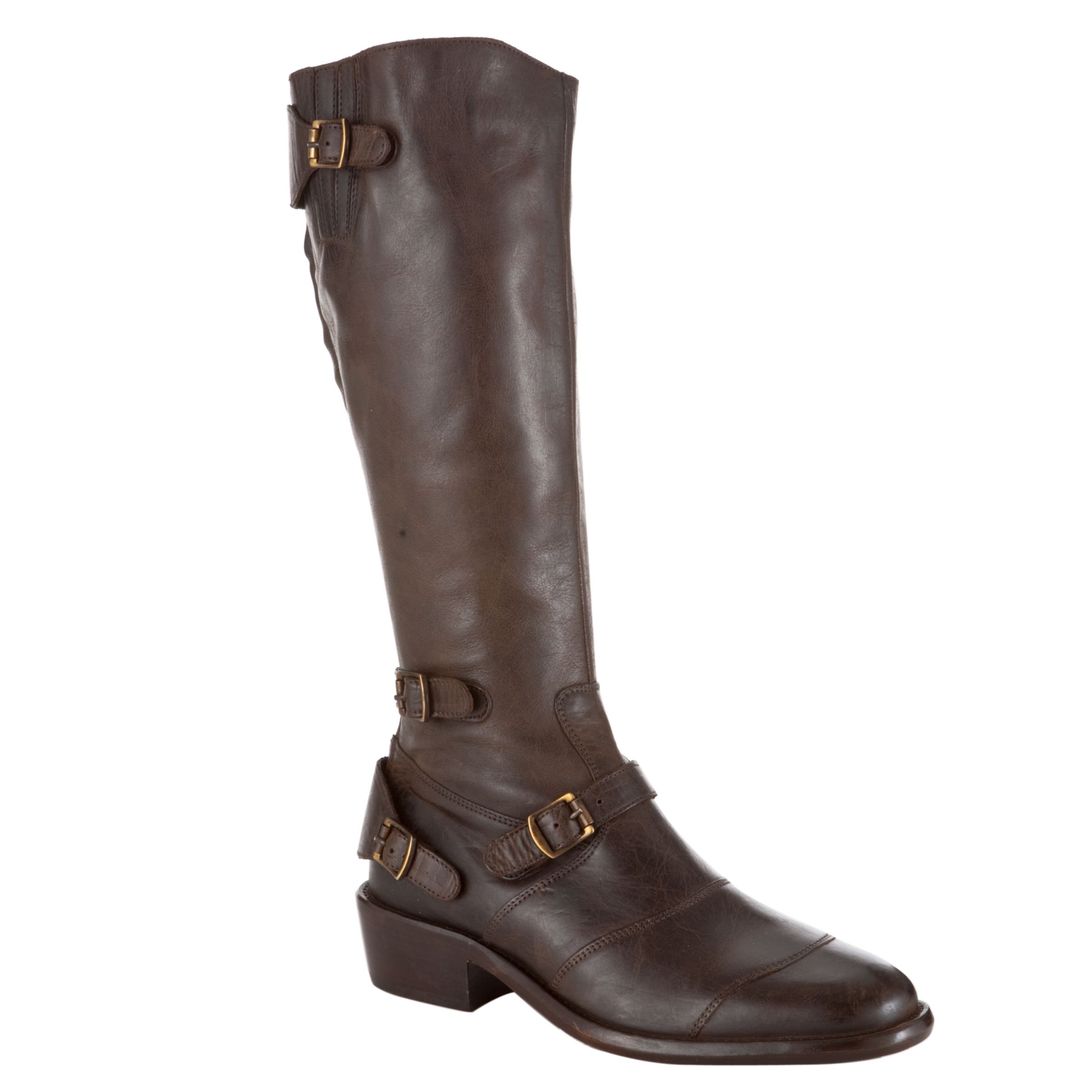 Belstaff Trailmaster Flat Buckle Detail Knee Boots, Multi at John Lewis