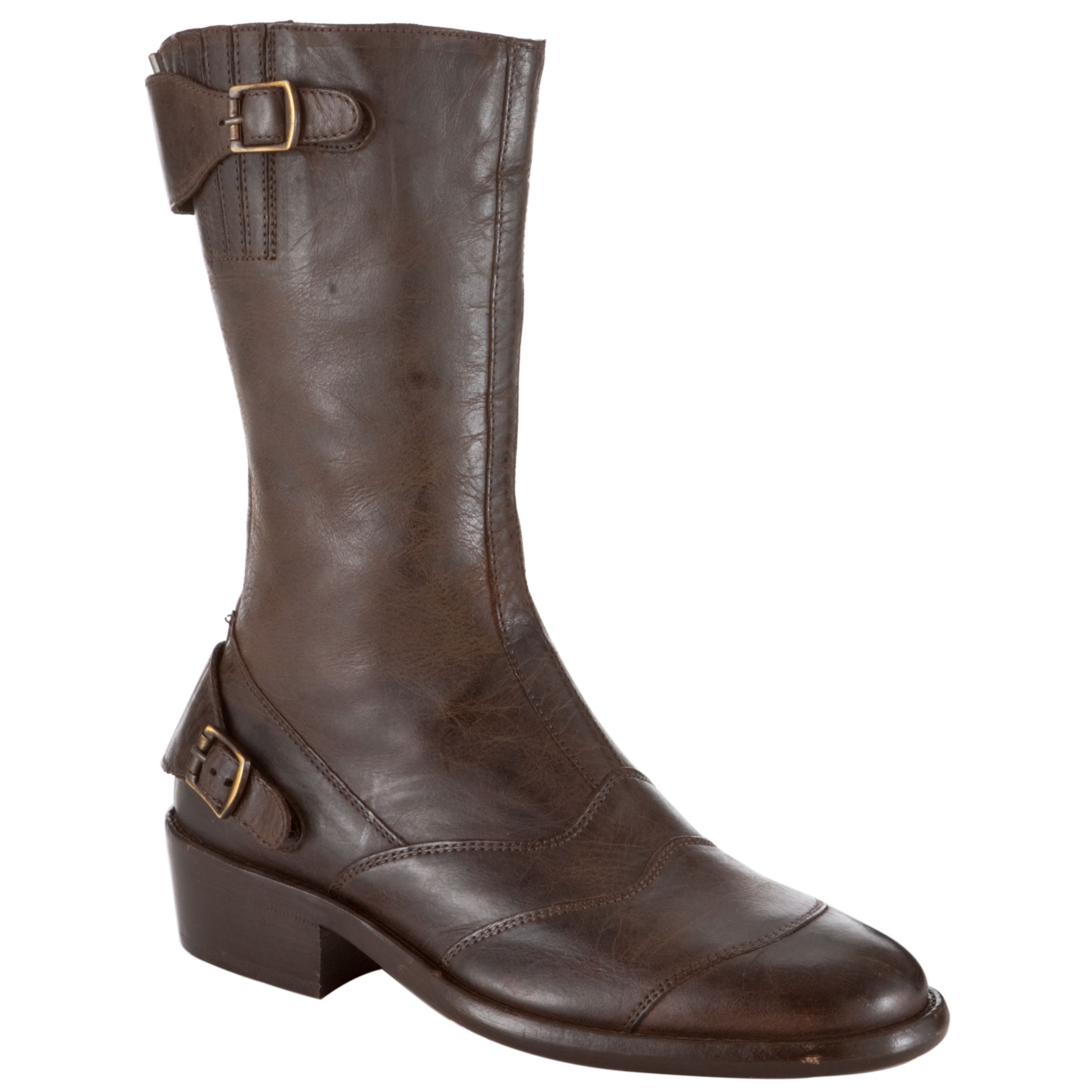 Belstaff Roadmaster Flat Buckle Detail Calf Boots, Multi at JohnLewis