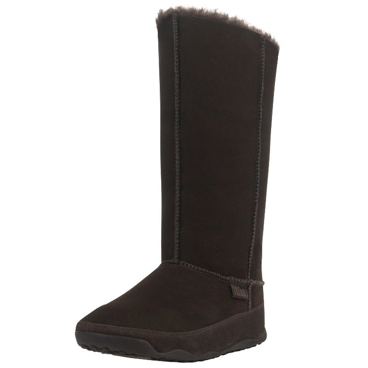 Fitflops Mukluk Sheepskin Long Boots, Chocolate at John Lewis