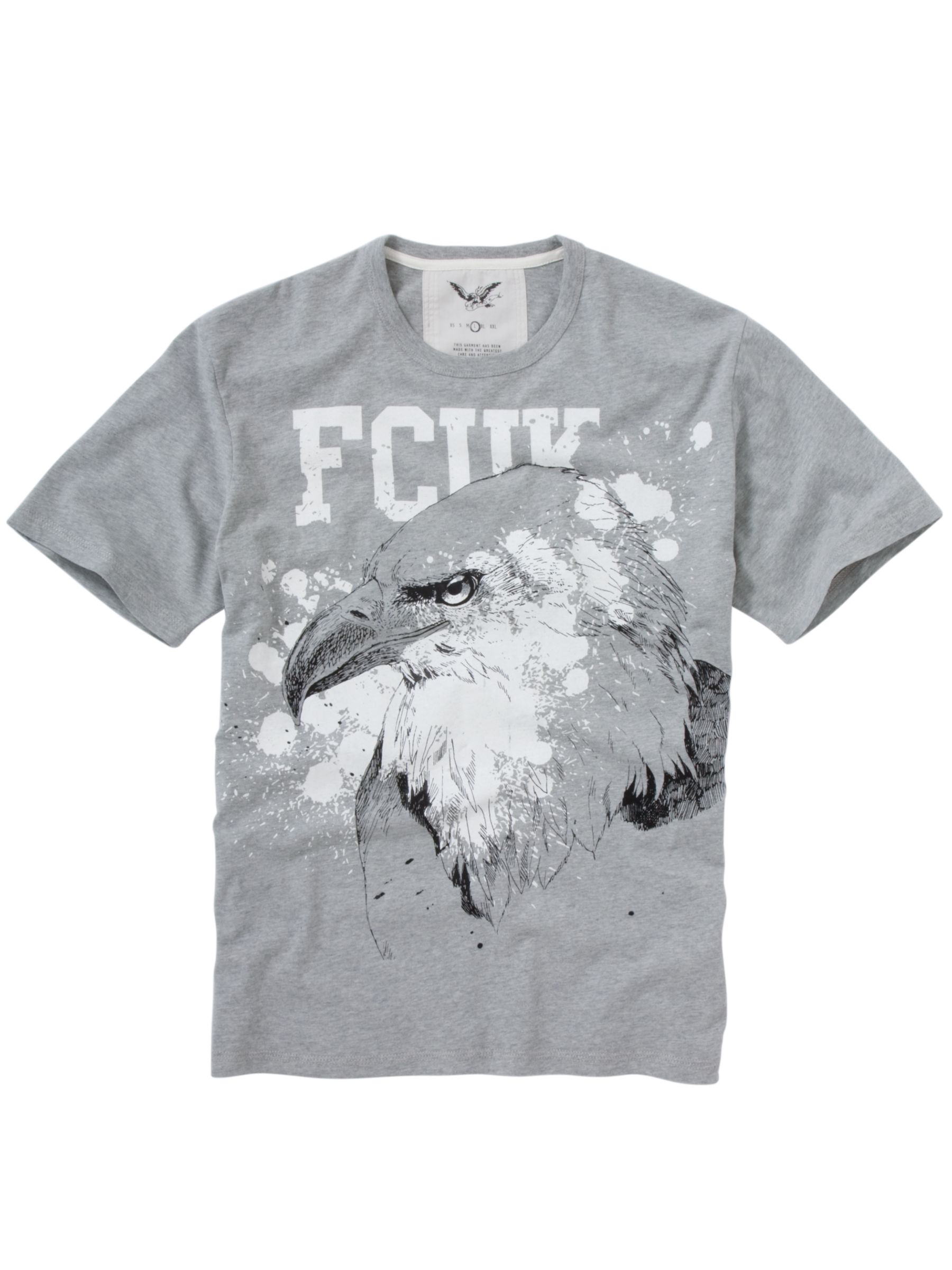 French Connection Eagle Print T-Shirt, Grey